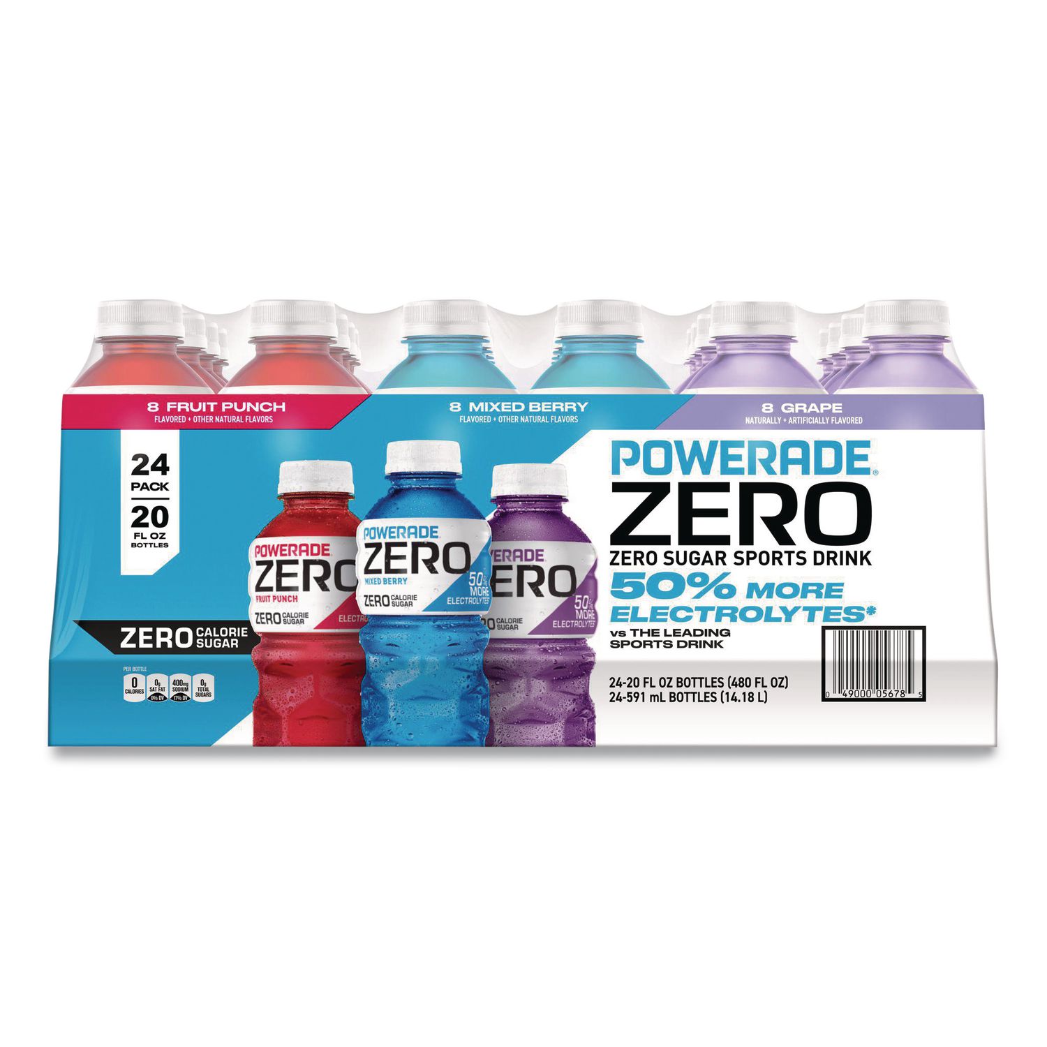 Zero Sports Drink, Assorted Flavors, 20 oz, 24/Carton