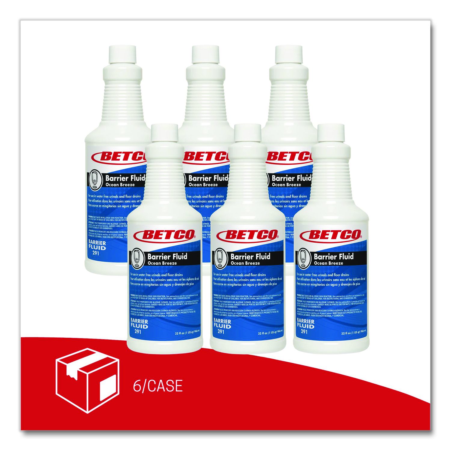 Barrier Fluid, Ocean Breeze Scent, 32 oz Bottle, 6/Carton