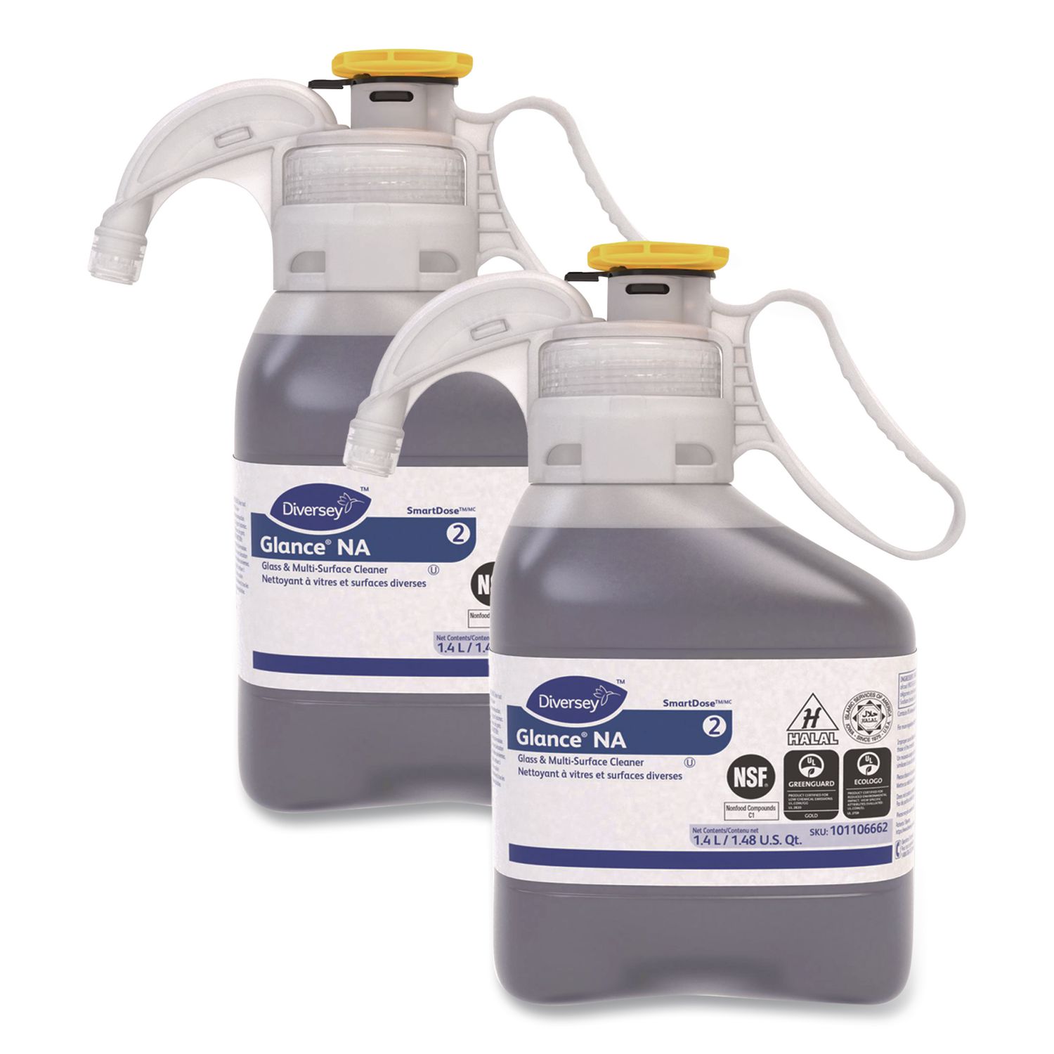 Glance NA Glass and Multi-Surface Cleaner SC, Unscented, 1.4 L SmartDose, 2/Carton