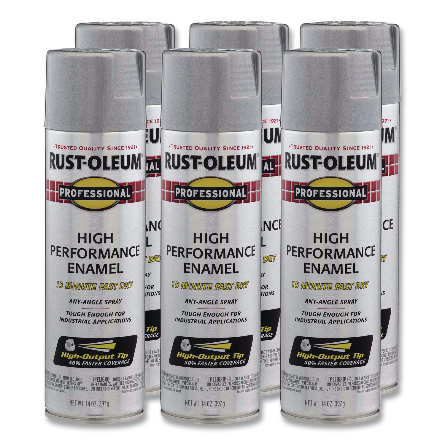 Professional Spray Paint, Metallic Aluminum, 14 oz Aerosol Can, 6/Carton