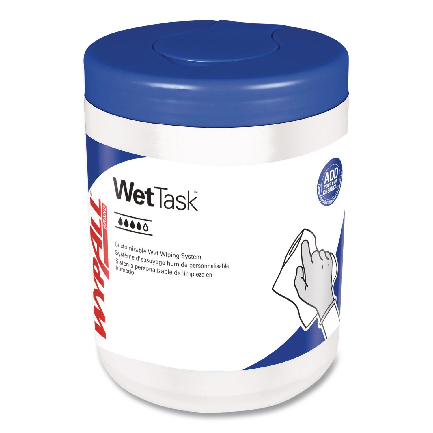 WetTask System Prep Wipers for Bleach/Disinfectants/Sanitizers Hygienic Enclosed System Refills, w/Canister, 55/RL,12 Roll/CT