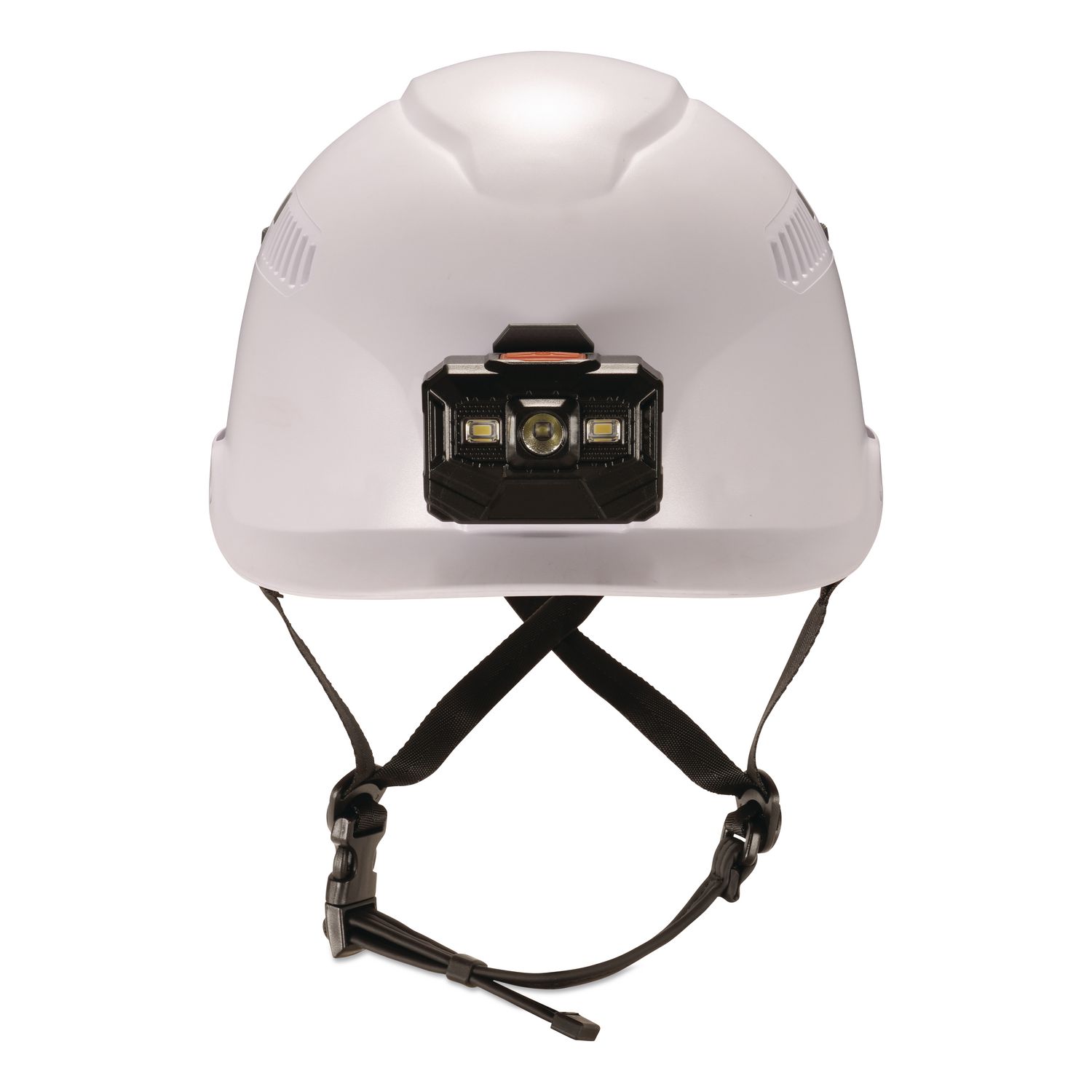 Skullerz 8977LED Class C Safety Helmet with LED Light and Adjustable Venting, 6-Point Ratchet, One Size Fits Most, White