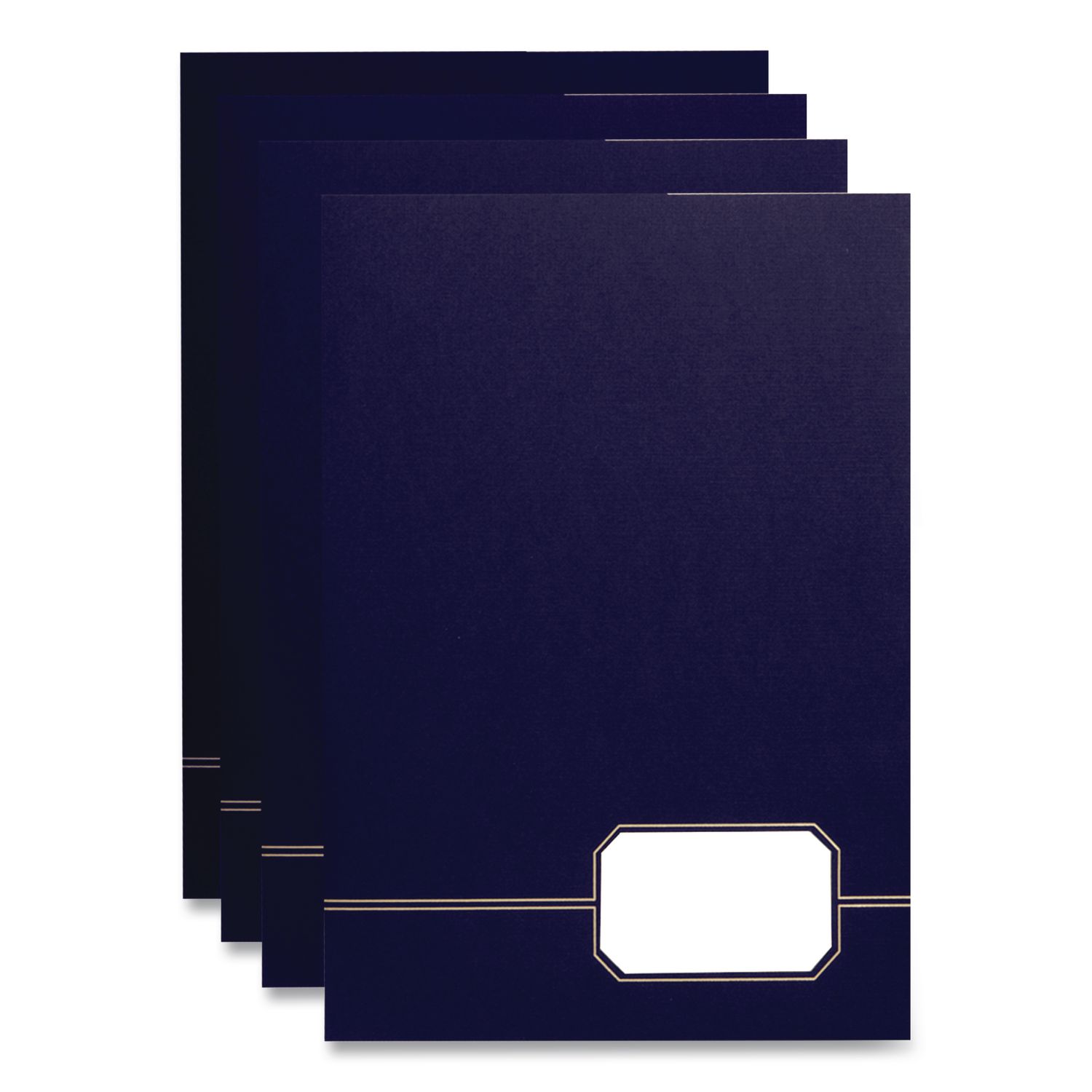 Monogram Executive Twin Pocket Folders, Accommodates (80) 11 x 8.5 Sheets, Blue/Gold, 4/Pack