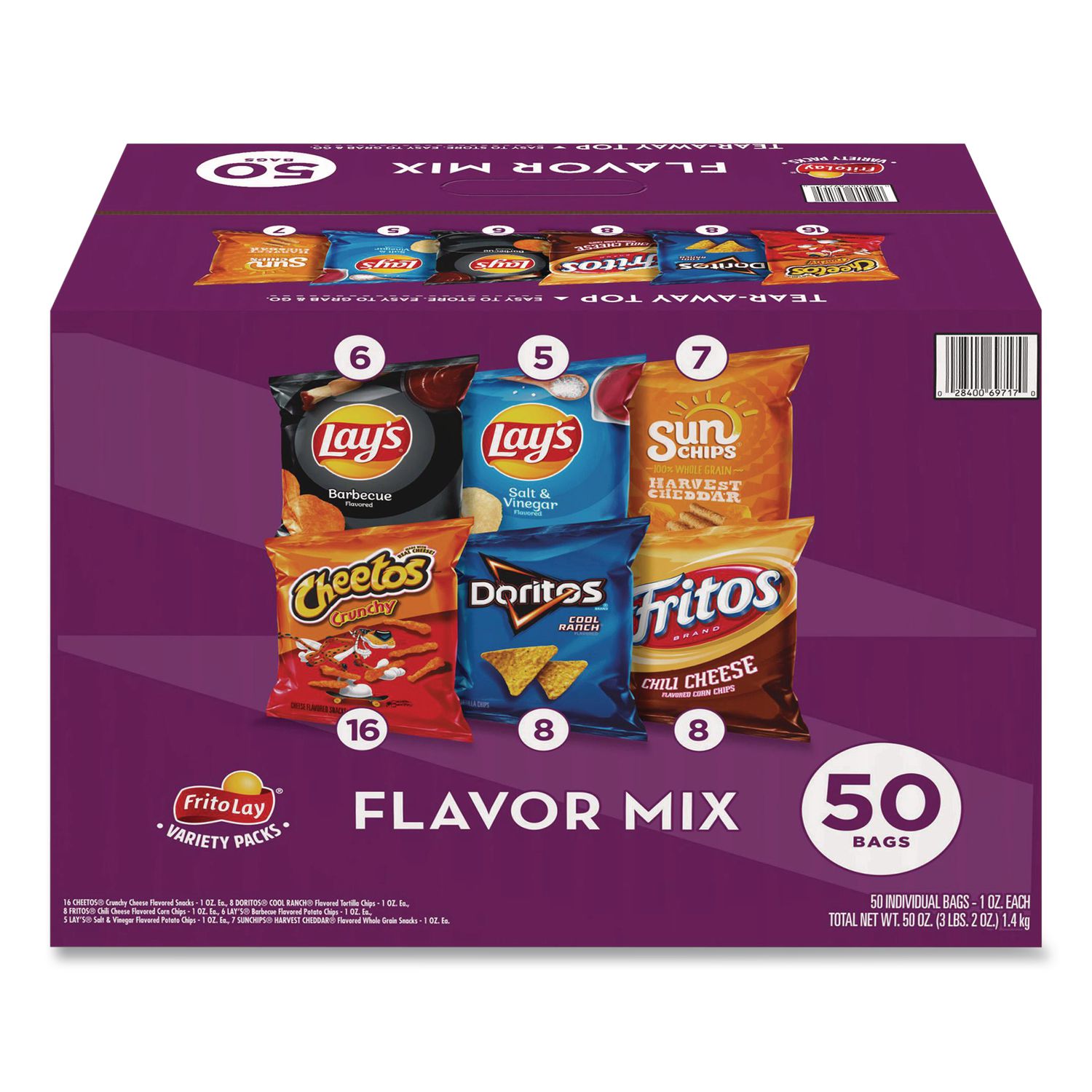 Flavor Mix Variety Pack, Assorted Flavors, 1 oz Bag, 50 Bags/Carton