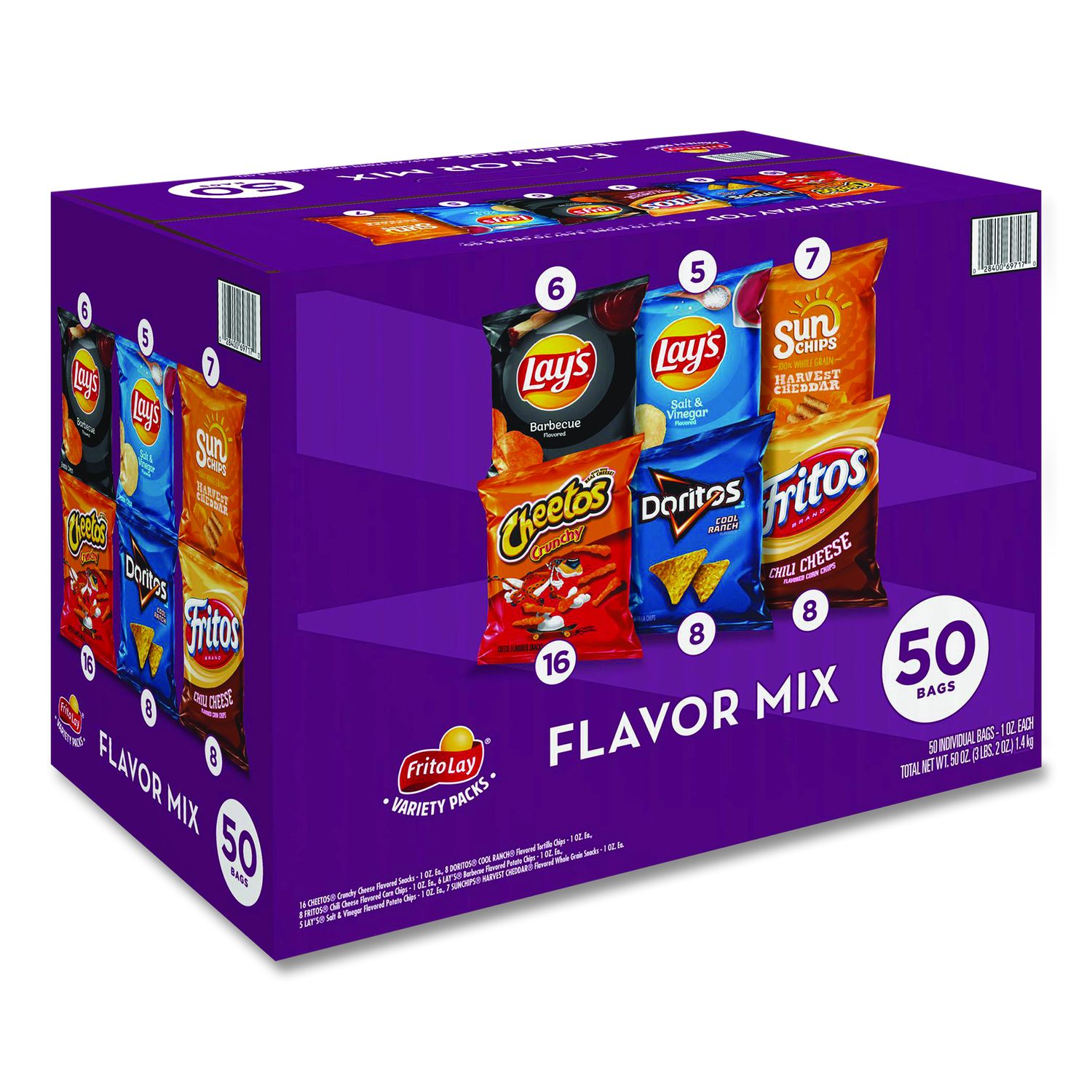 Frito-Lay Flavor Mix Variety Pack, Assorted Flavors, 1 oz Bag, 50 Bags ...