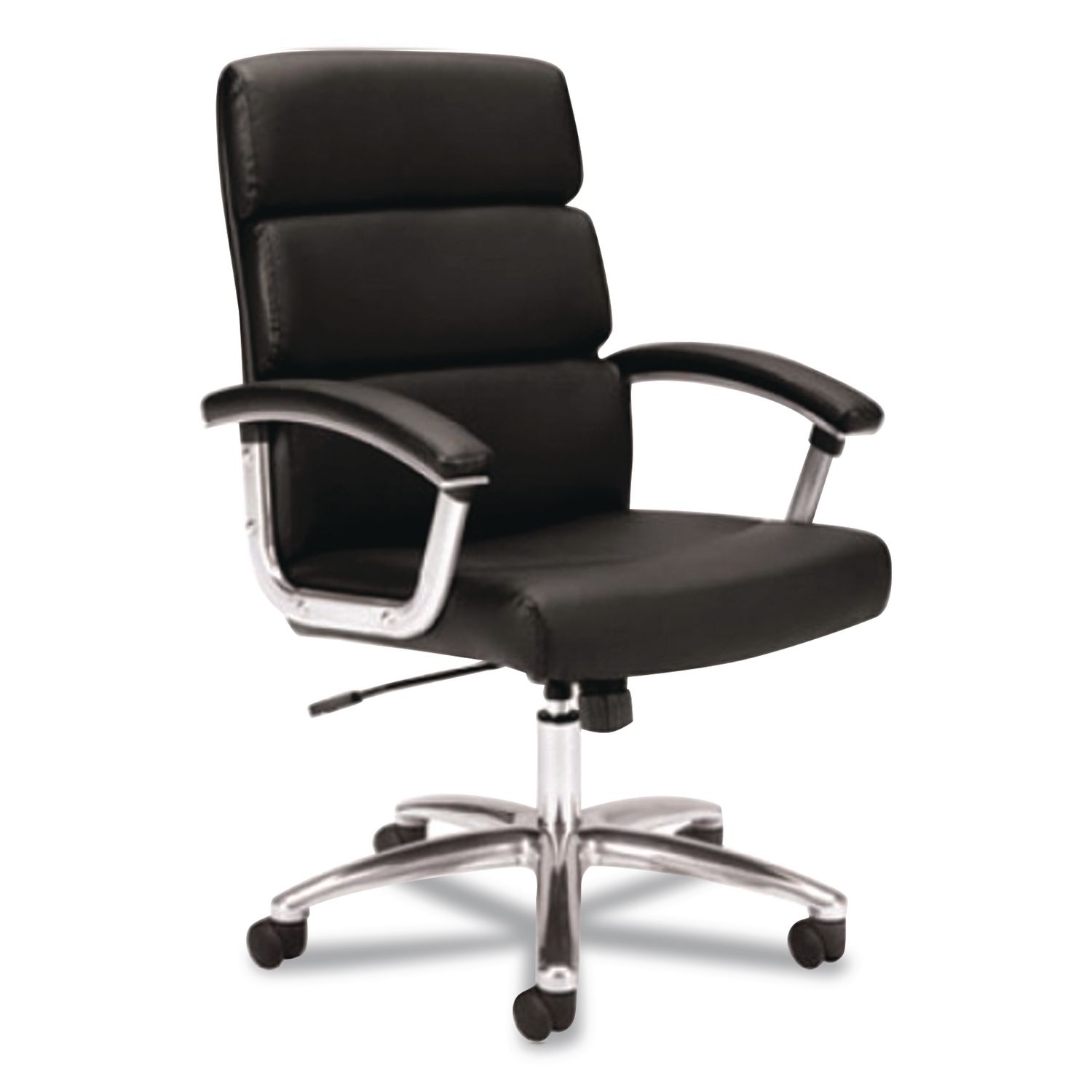 HVL103 Executive High Back Chair, 18" to 21" Seat Height, Black Seat, Black Back, Chrome Base
