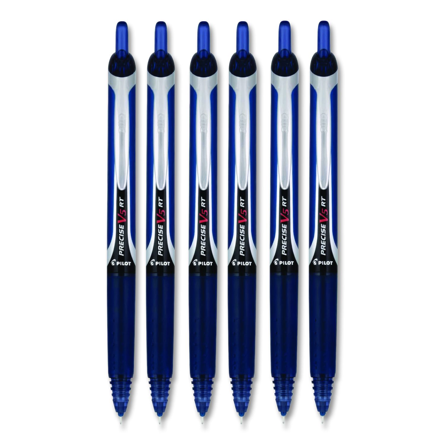 Precise V5RT Rollerball Pen, Retractable, Extra-Fine 0.5 mm, Navy Ink, Navy Barrel, Dozen