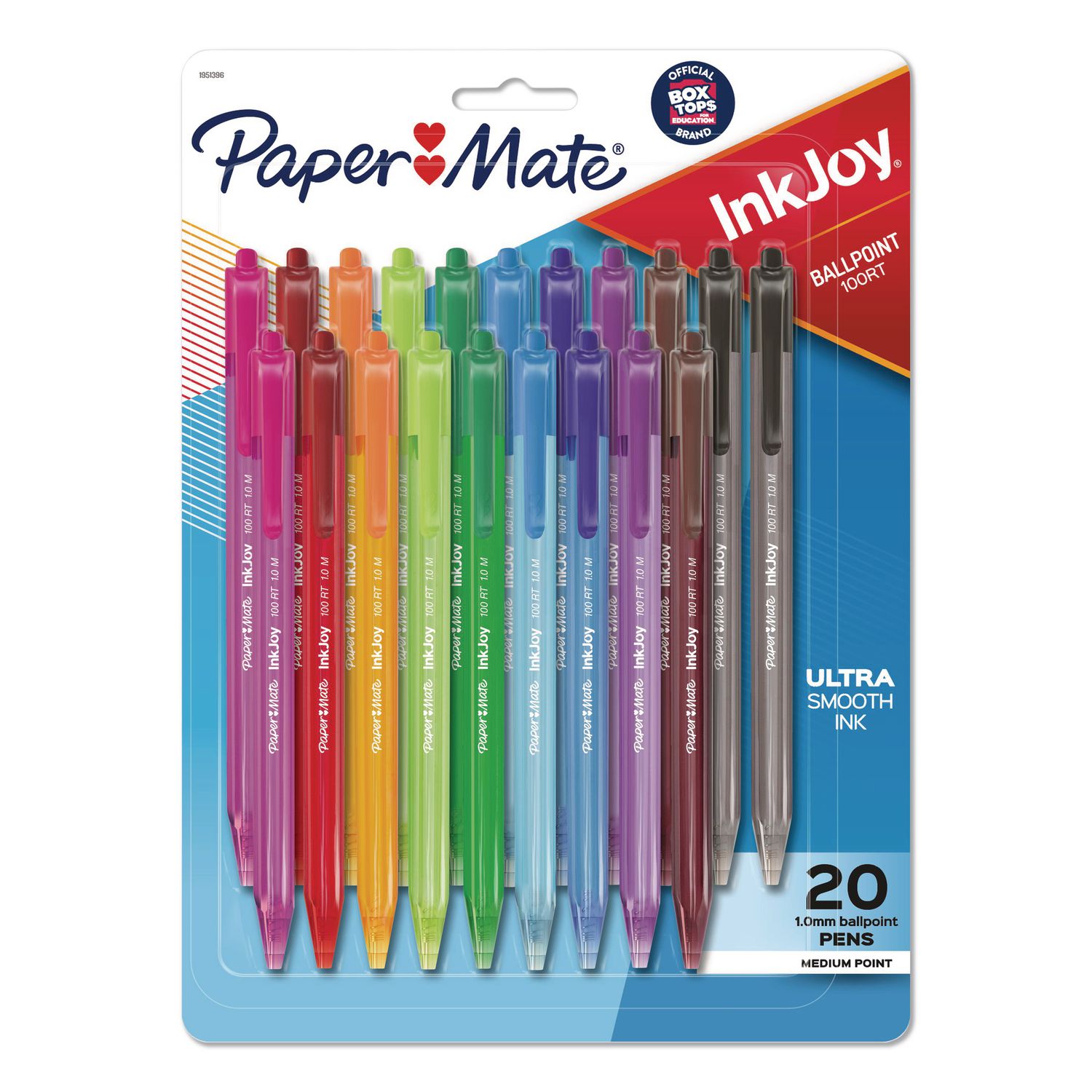 InkJoy 100 RT Ballpoint Pen, Retractable, Medium 1 mm, Assorted Ink and Barrel Colors, 20/Pack
