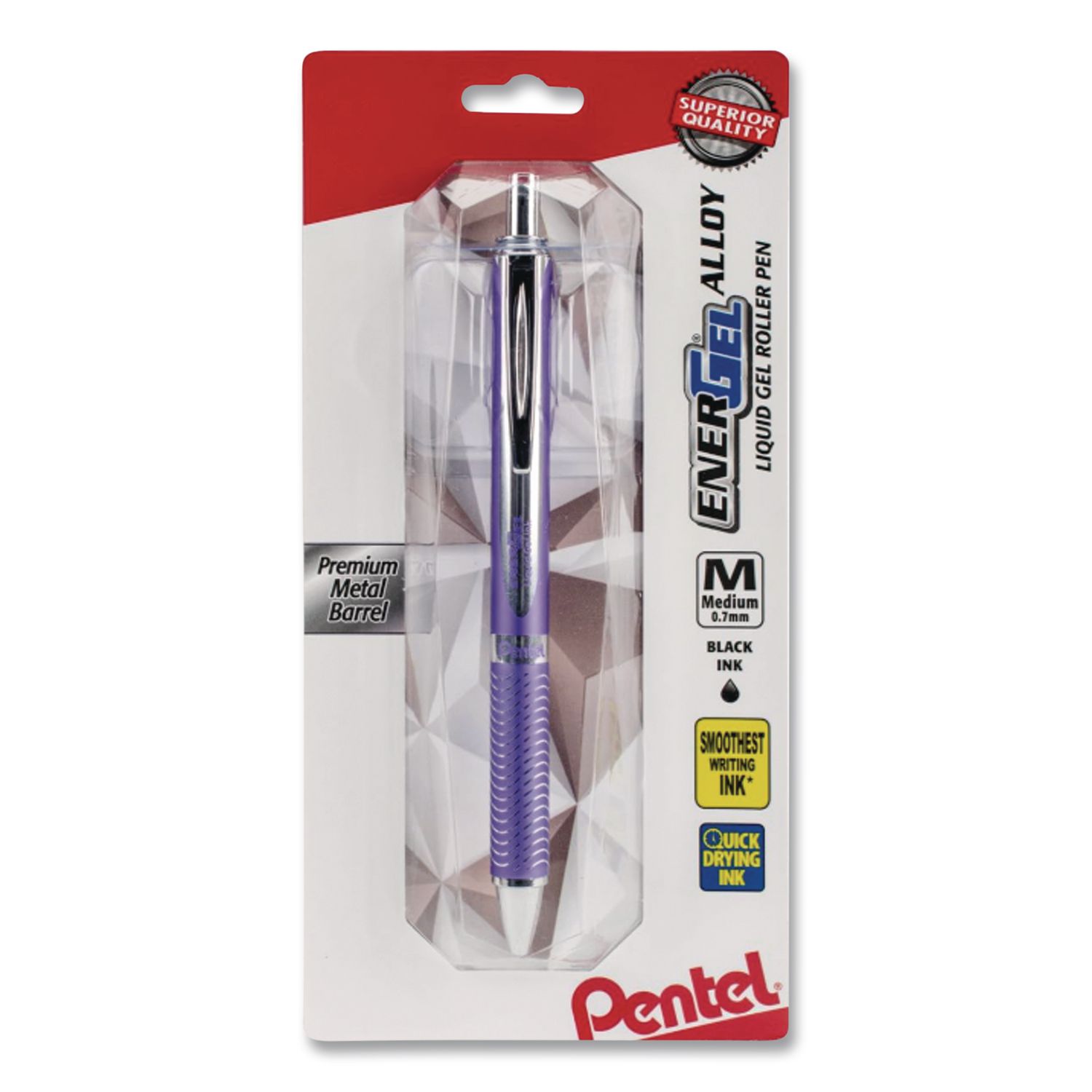 EnerGel Alloy RT Gel Pen, Retractable, Medium 0.7 mm, Violet Ink, Violet Barrel
