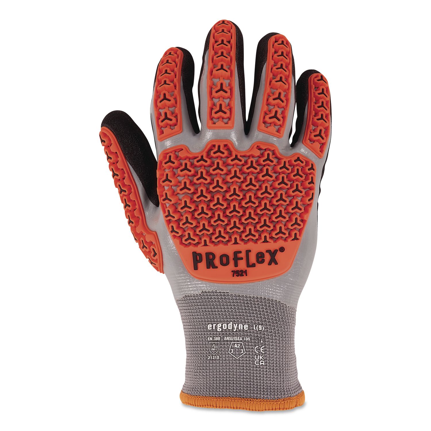 ProFlex 7521 Thermal Coated Impact-Resistant Gloves: EN 388: 2131X, 10" Long, X-Small (6), Gray, Pair