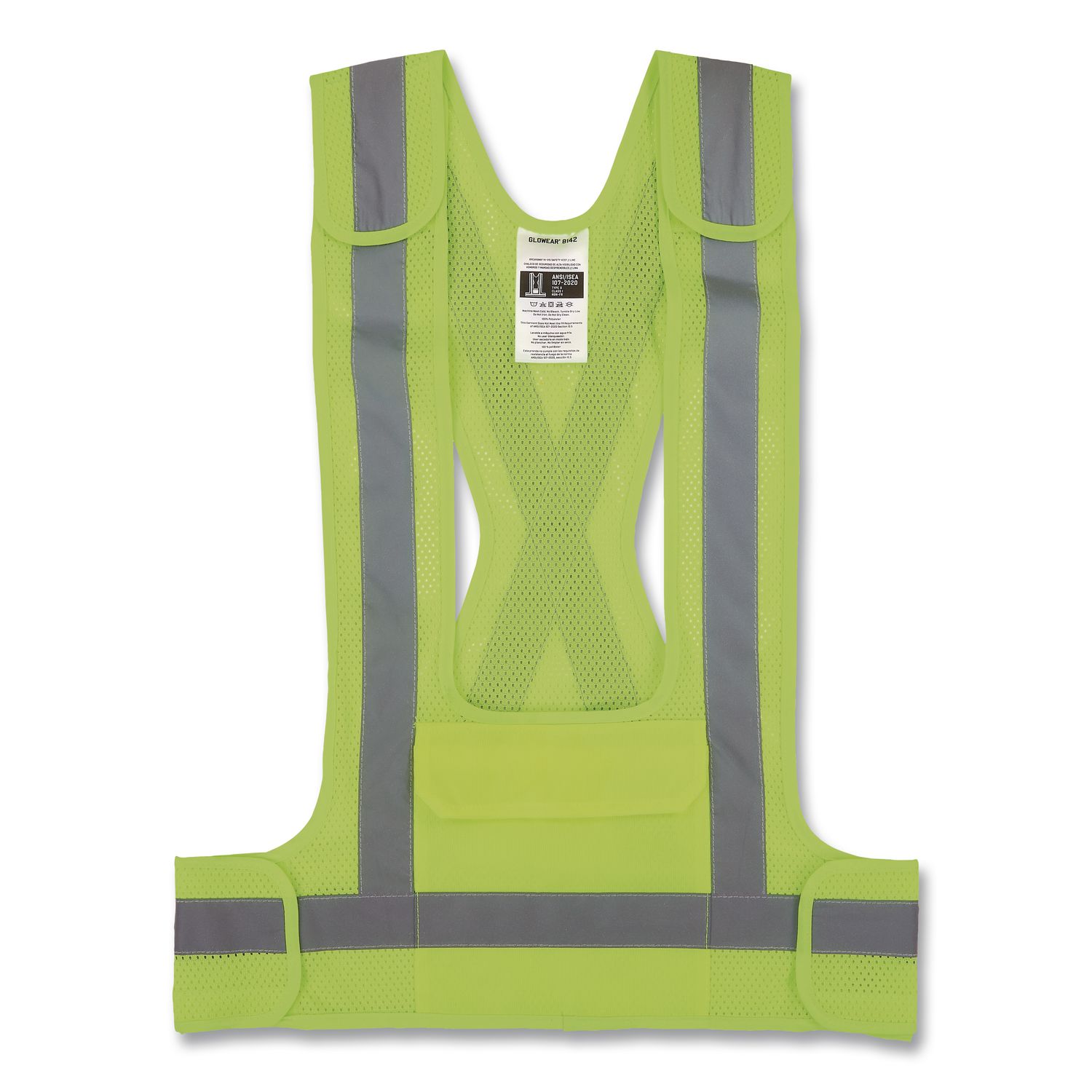 GloWear 8142BA Type O Class 1 Breakaway Hi-Vis Safety Vest, Polyester, Large/X-Large, Lime