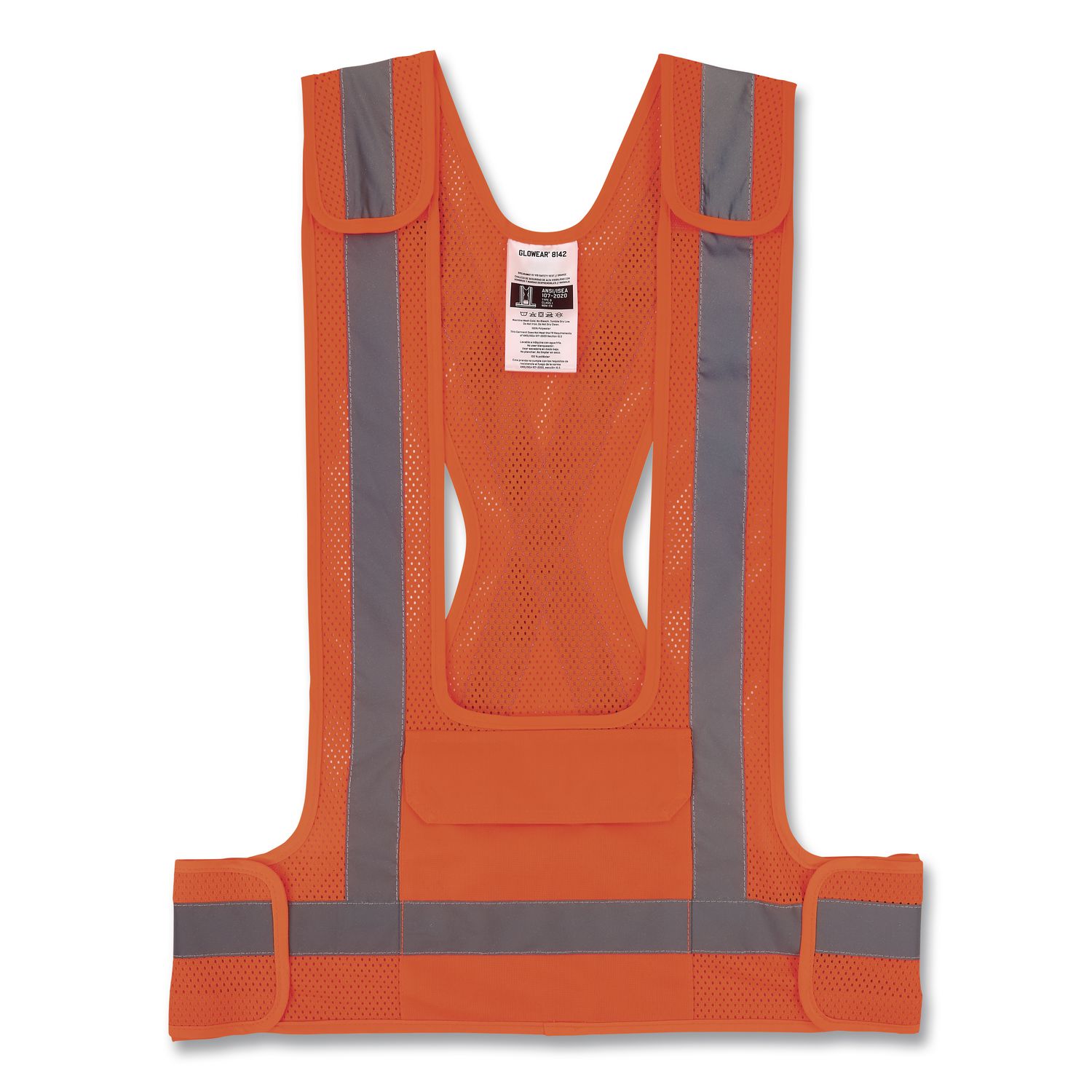 GloWear 8142BA Type O Class 1 Breakaway Hi-Vis Safety Vest, Polyester, Small/Medium, Orange