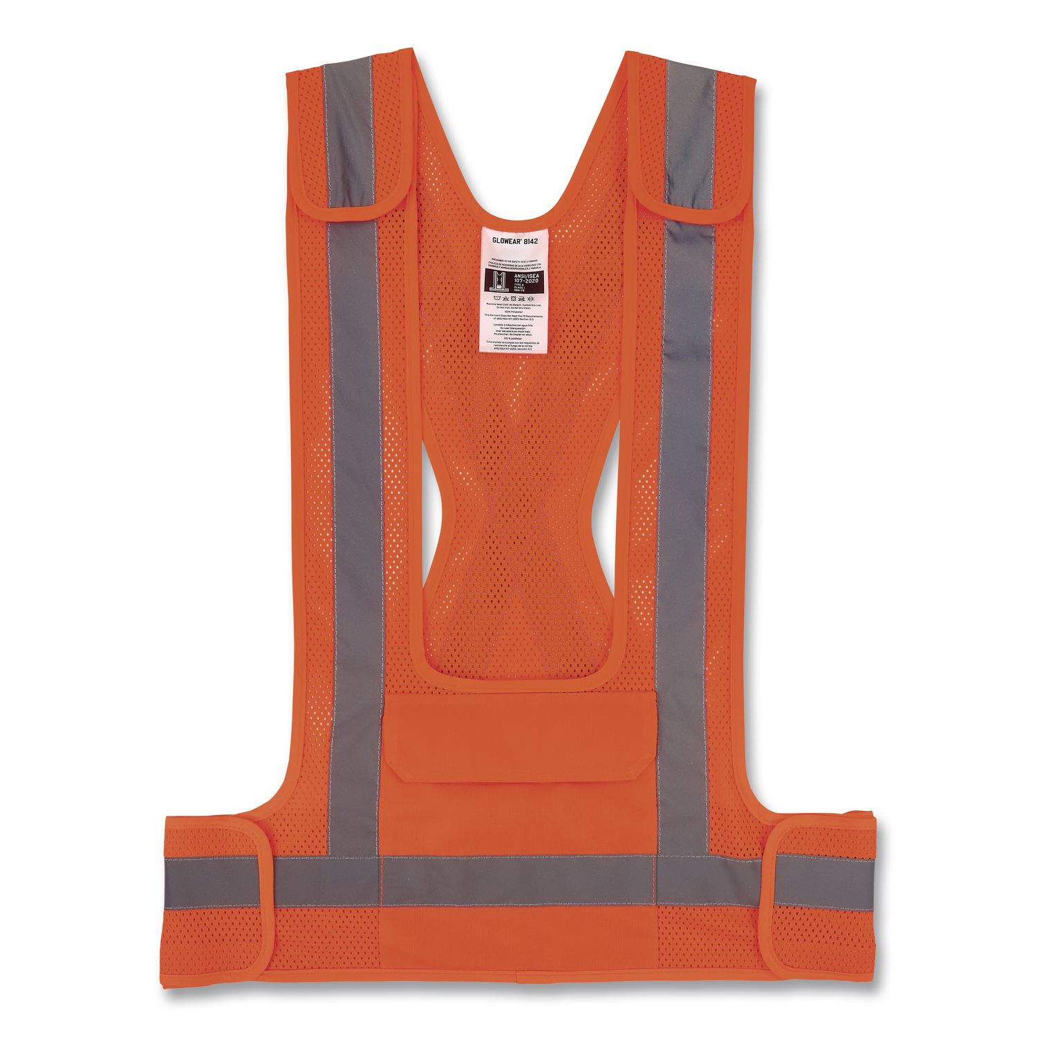 GloWear 8142BA Type O Class 1 Breakaway Hi-Vis Safety Vest, Polyester, Large/X-Large, Orange