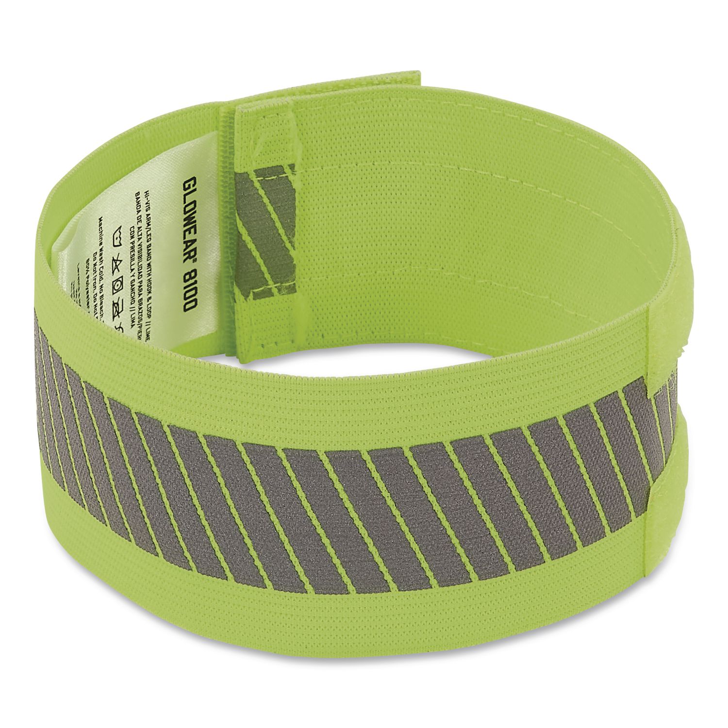 GloWear 8100 Hi-Vis Arm/Leg Band with Hook and Loop, Large/X-Large, Lime, 2/Pack