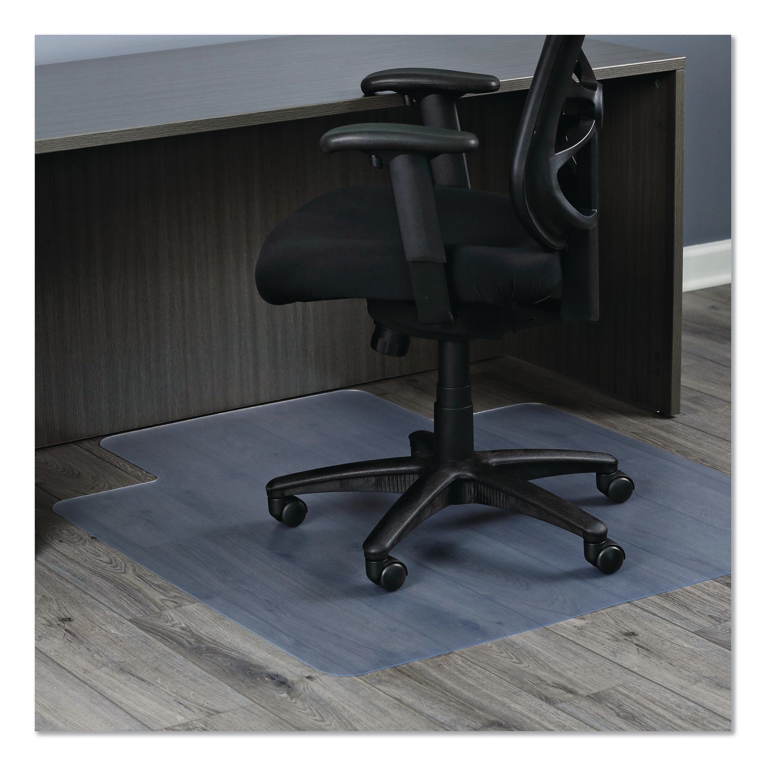 Non-Studded Chair Mat for Hard Floors, Rectangular with Wide Lip, Straight Edges, 45" x 53", Clear