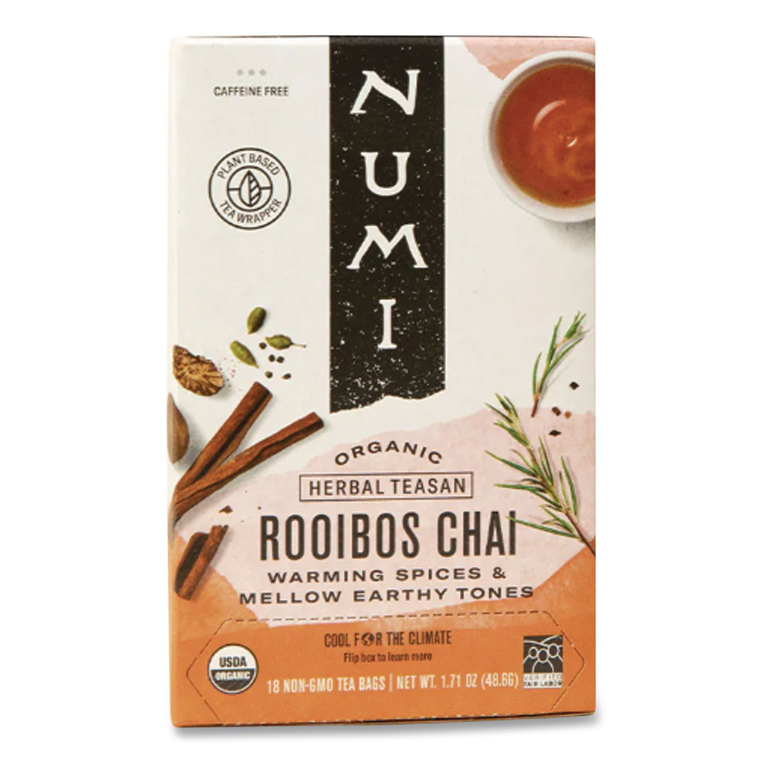 Organic Teas and Teasans, 1.71 oz Filterbag, Rooibos Chai, 18/Box