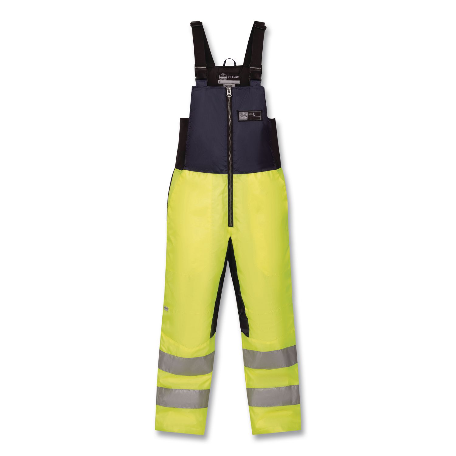 N-Ferno 6479 Hi-Vis Freezer Bib Overalls, X-Small, Lime
