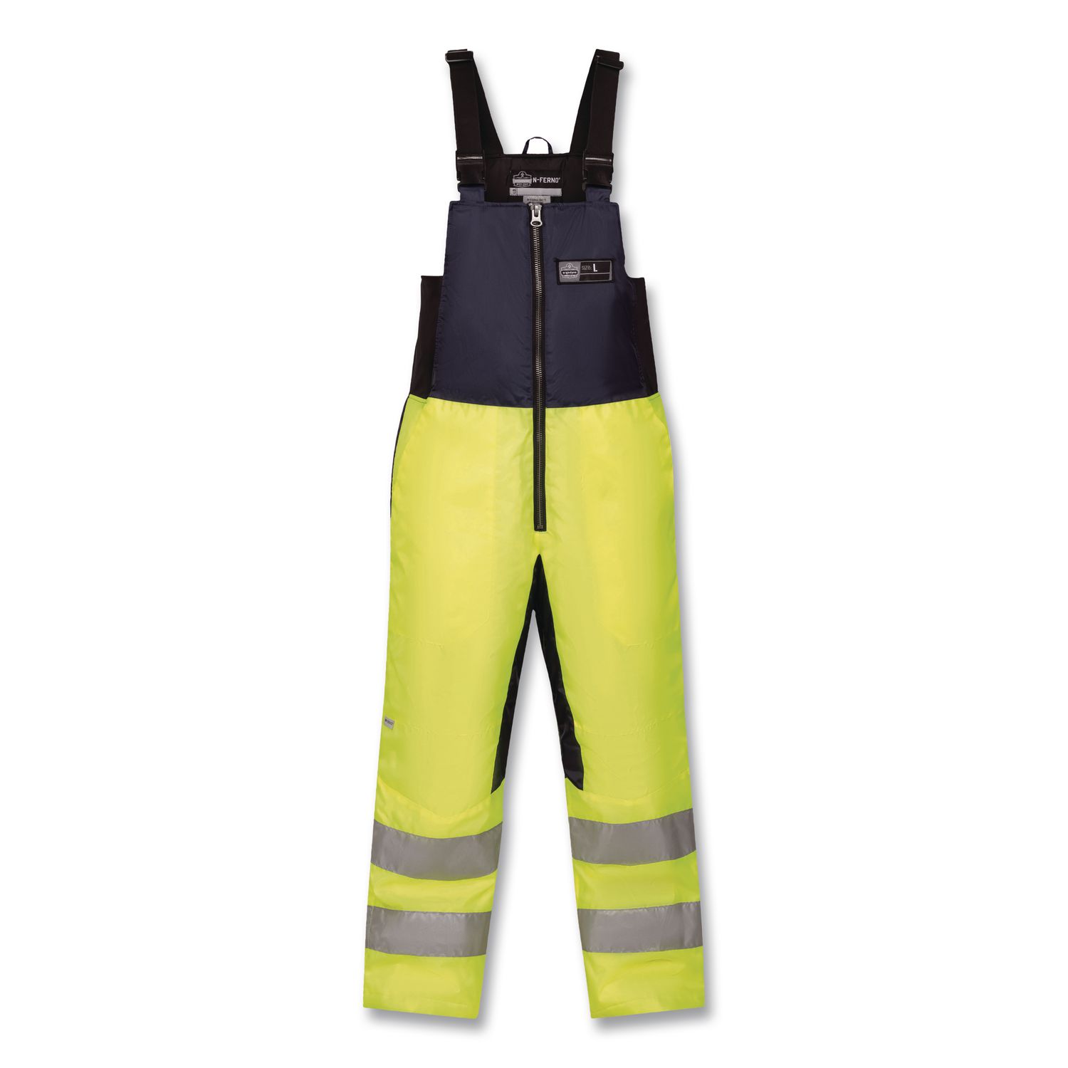 N-Ferno 6479 Hi-Vis Freezer Bib Overalls, Small, Lime