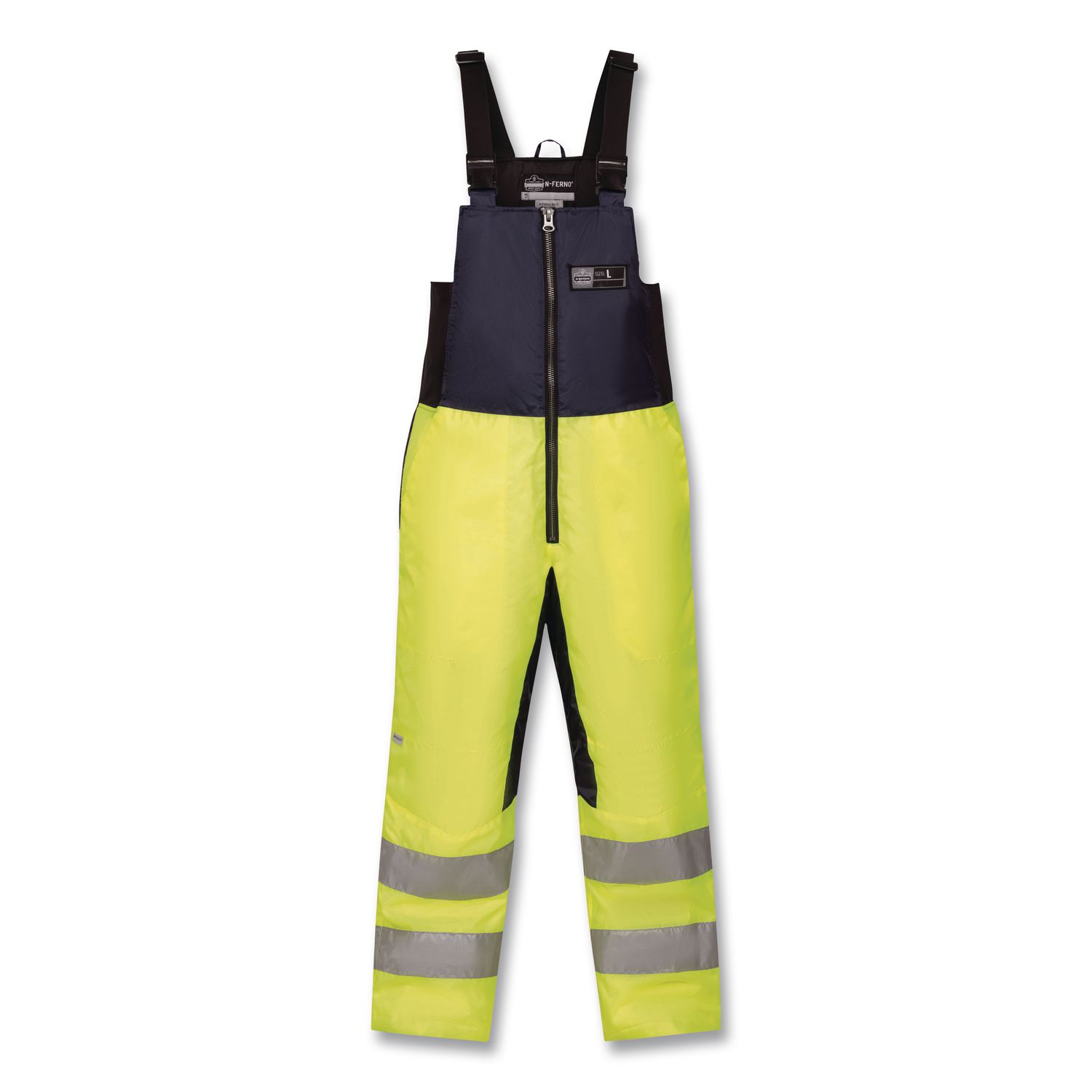 N-Ferno 6479 Hi-Vis Freezer Bib Overalls, X-Large, Lime