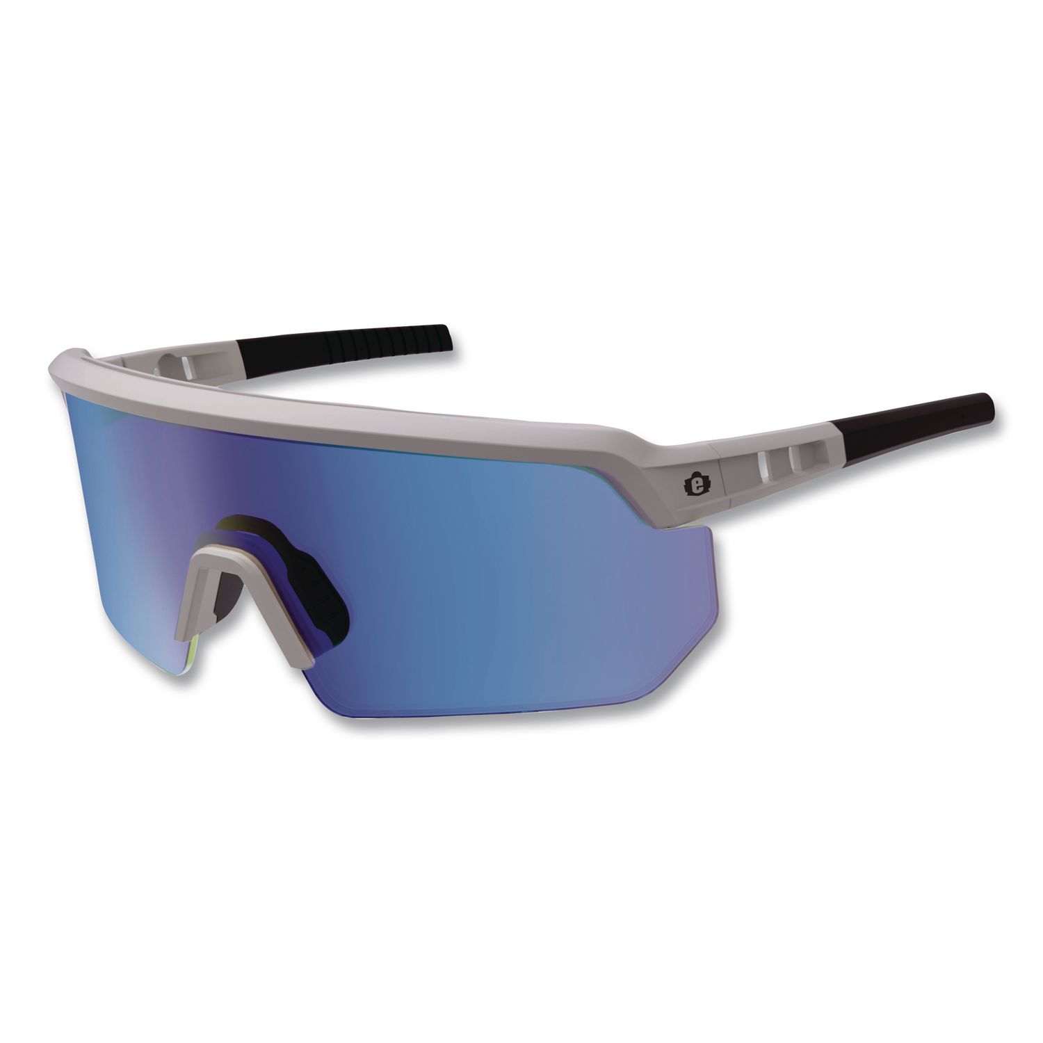 Skullerz AEGIR Color Enhancing Anti-Scratch Anti-Fog Safety Glasses, Matte Gray Half Frame, Mirrored Ice Blue Single Lens