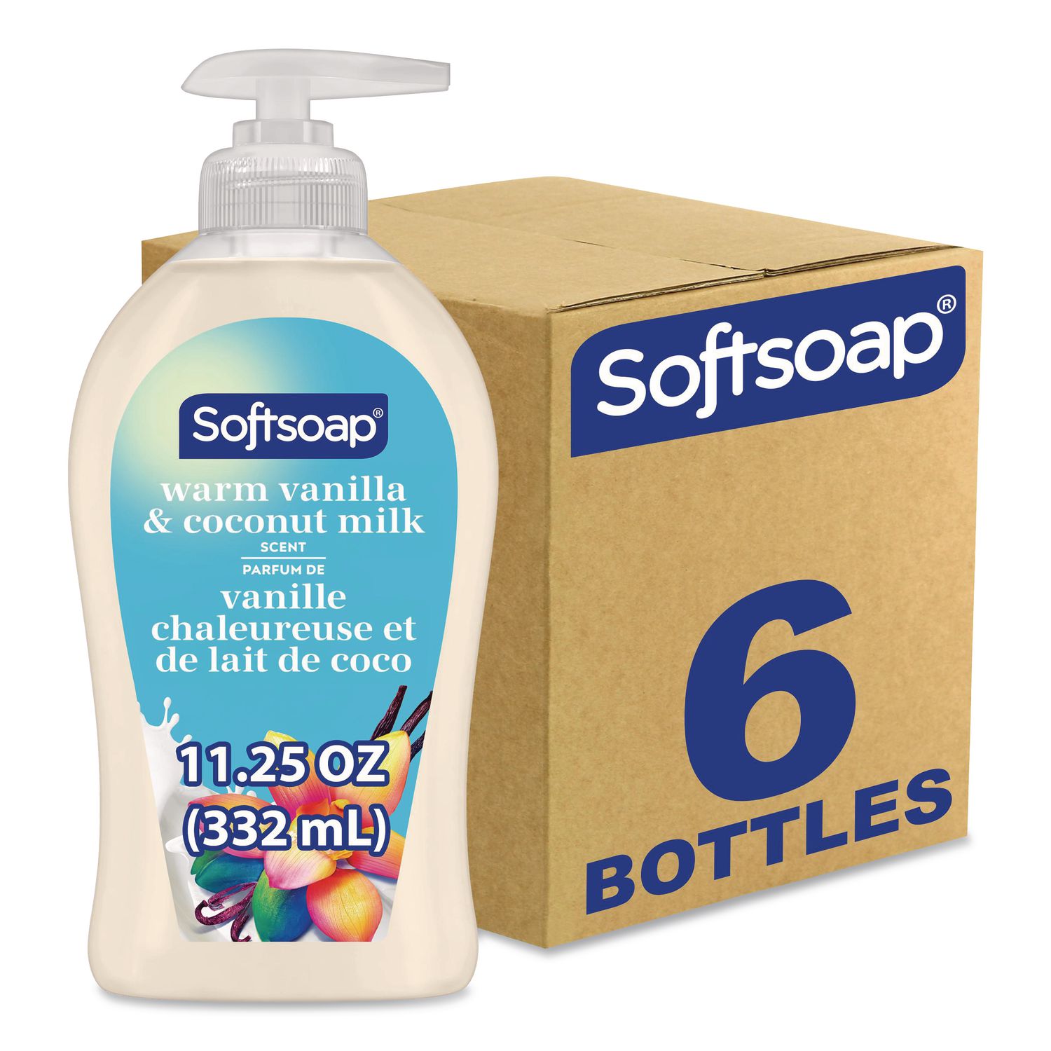 Liquid Hand Soap Pumps, Vanilla and Coconut, 11.25 oz, 6/Carton