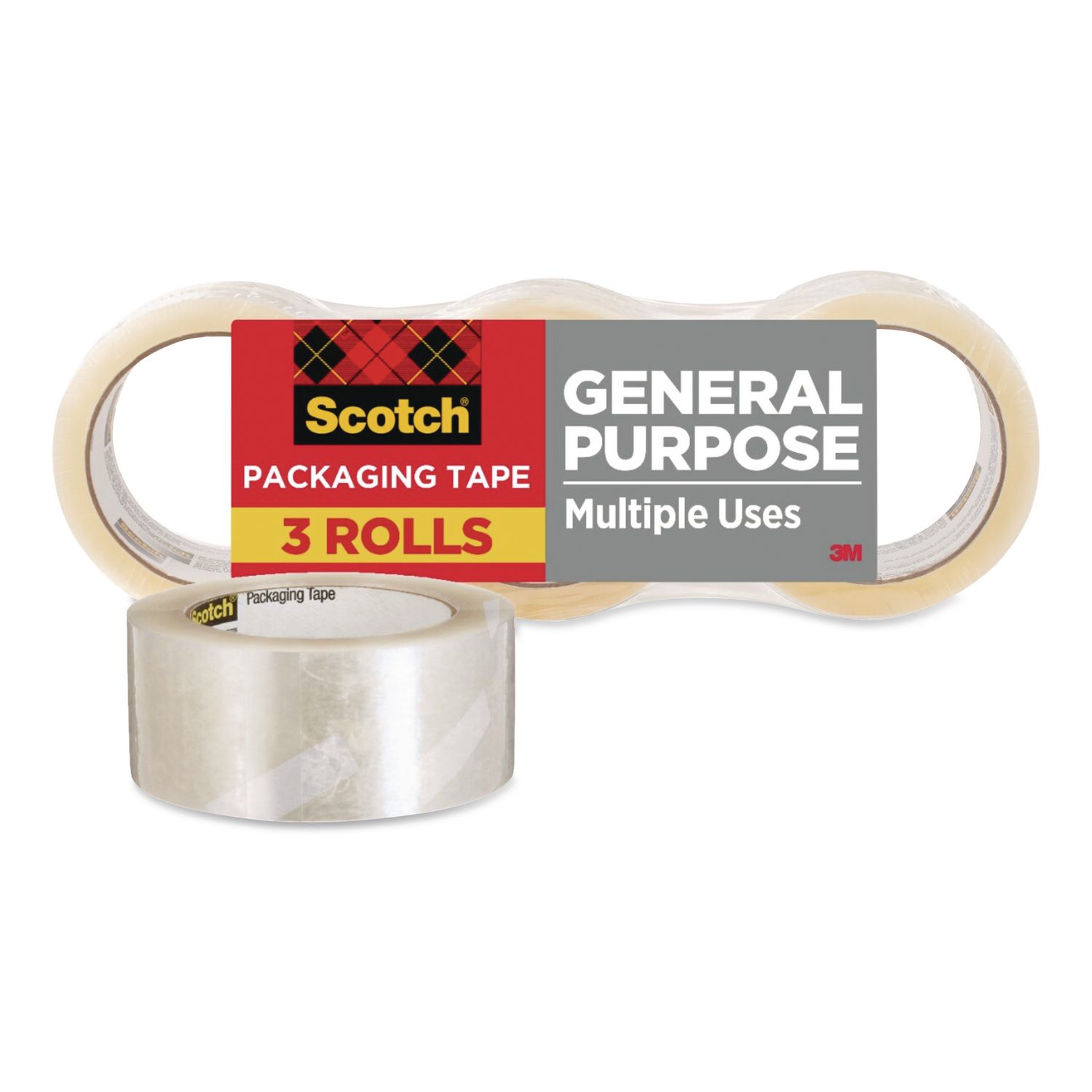 3350 General Purpose Packaging Tape, 3" Core, 1.88" x 54.6 yds, Clear, 3 Rolls/Pack