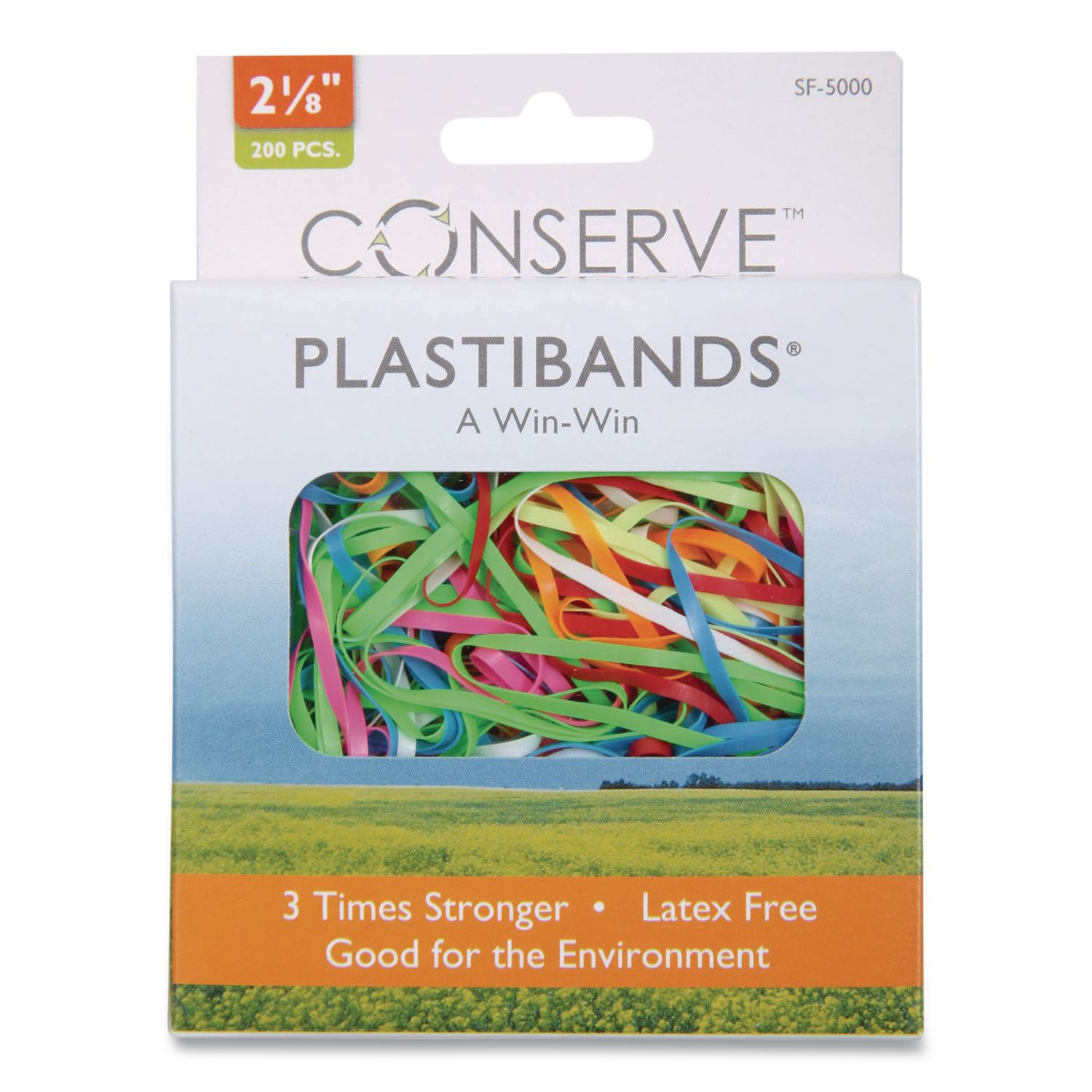 PlastiBands, 2.13" Long, Assorted Colors, 200/Box