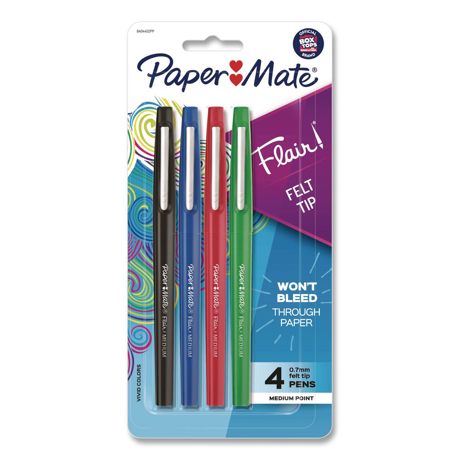 Flair Felt Tip Porous Point Pen, Stick, Medium 0.7 mm, Assorted Ink and Barrel Colors, 4/Set