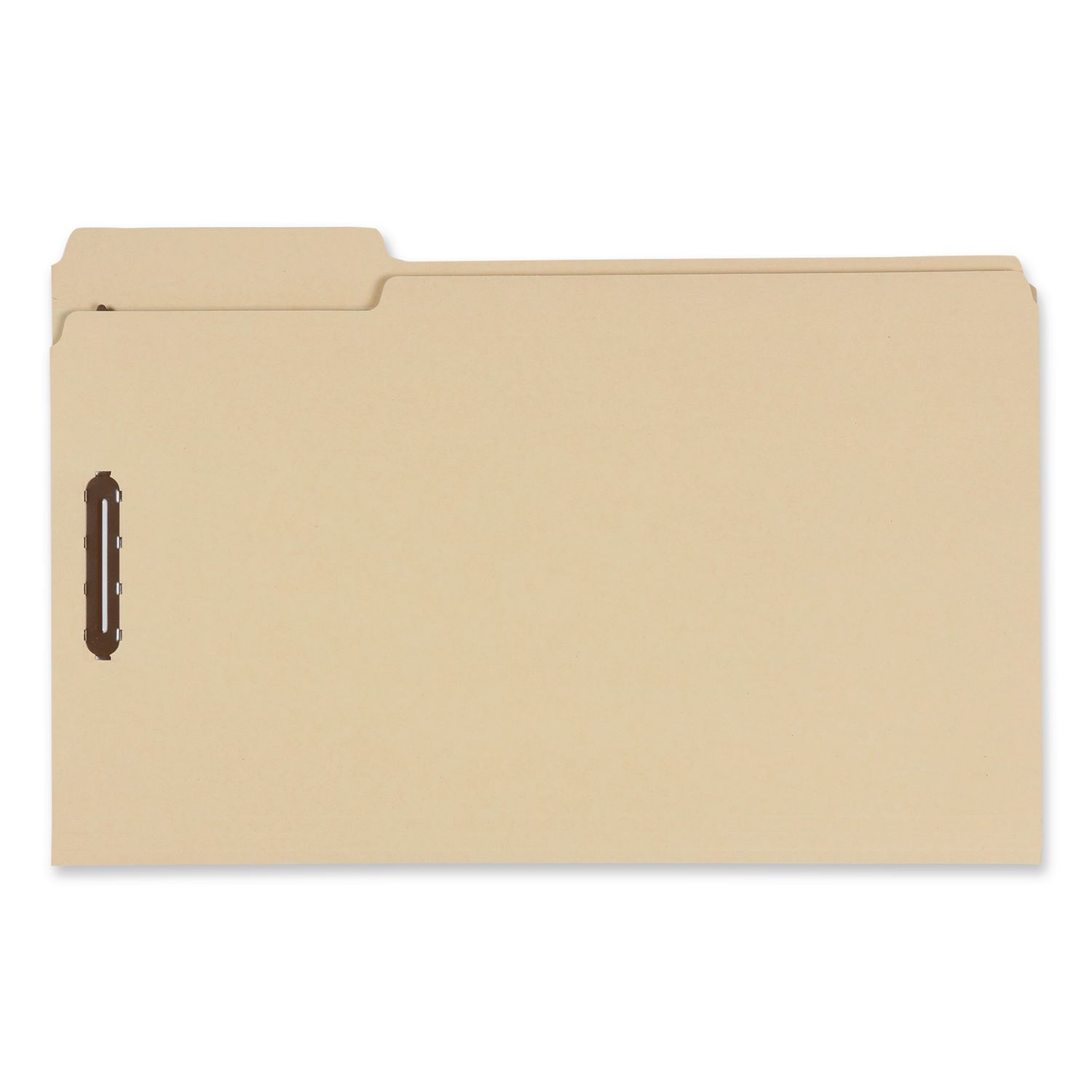 Top Tab Fastener Folder, 1/3-Cut Tab: Assorted, Expands 2", 2 Fasteners, Legal Size, Manila, 5/Box