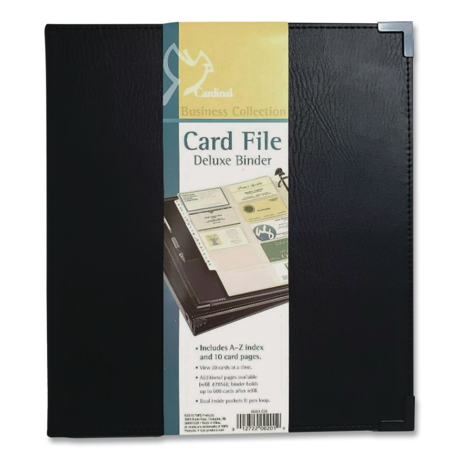 Business Collection Business Card Binder, Holds 200 2" x 3.5" Cards, 10.4 x 1.75 x 11.5, Vinyl, Black