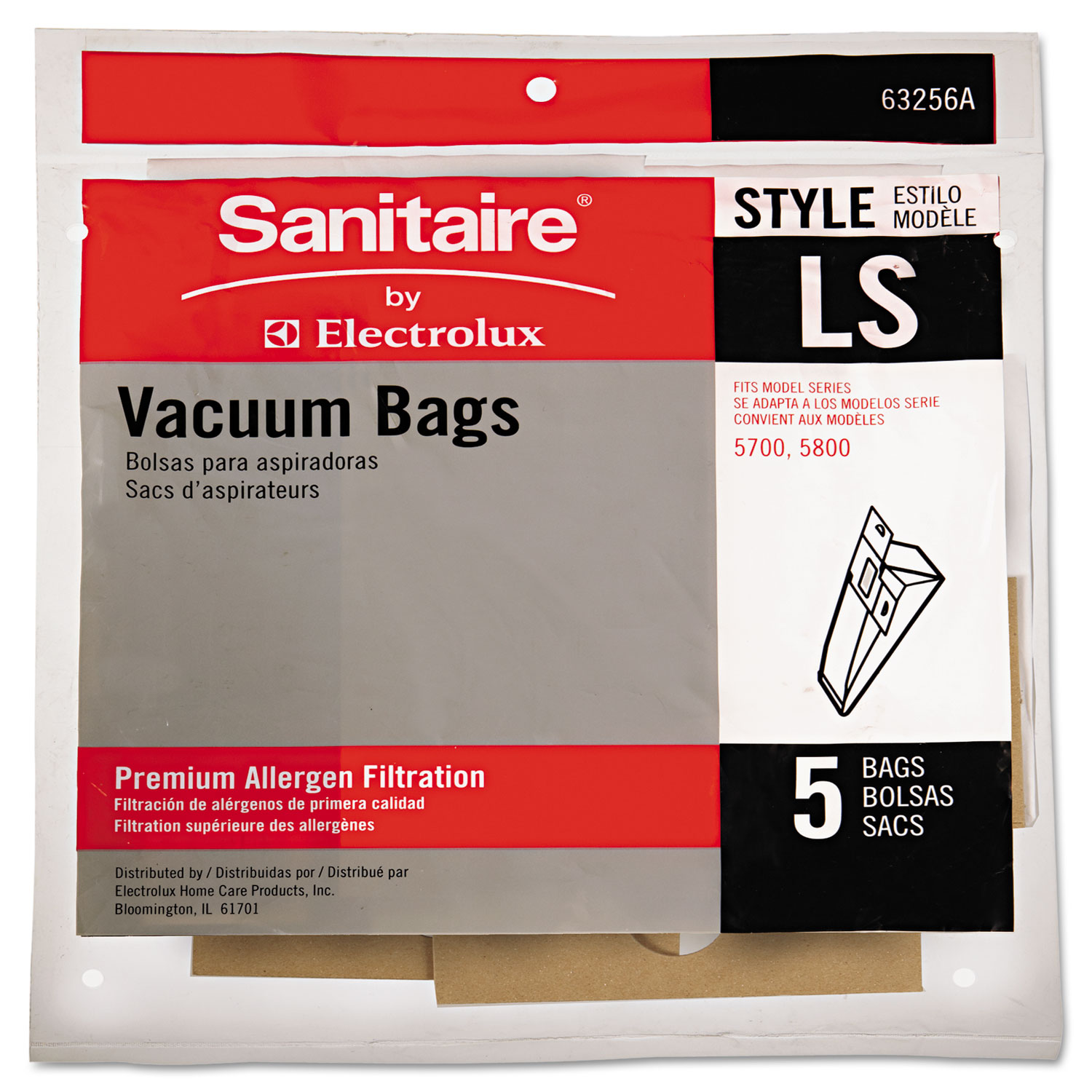  Sanitaire EUR 63256A10CT Commercial Upright Vacuum Cleaner Replacement Bags, Style LS, 5/Pack, 10 PK/CT (EUR63256A10CT) 