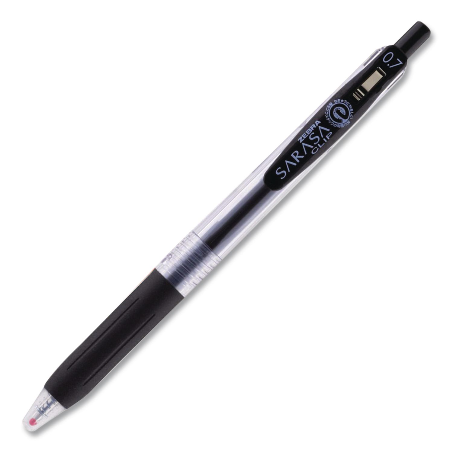 SARASA 黒 Sarasa Clip Gel Pen, Retractable, Medium 0.7 mm, Black Ink, Clear