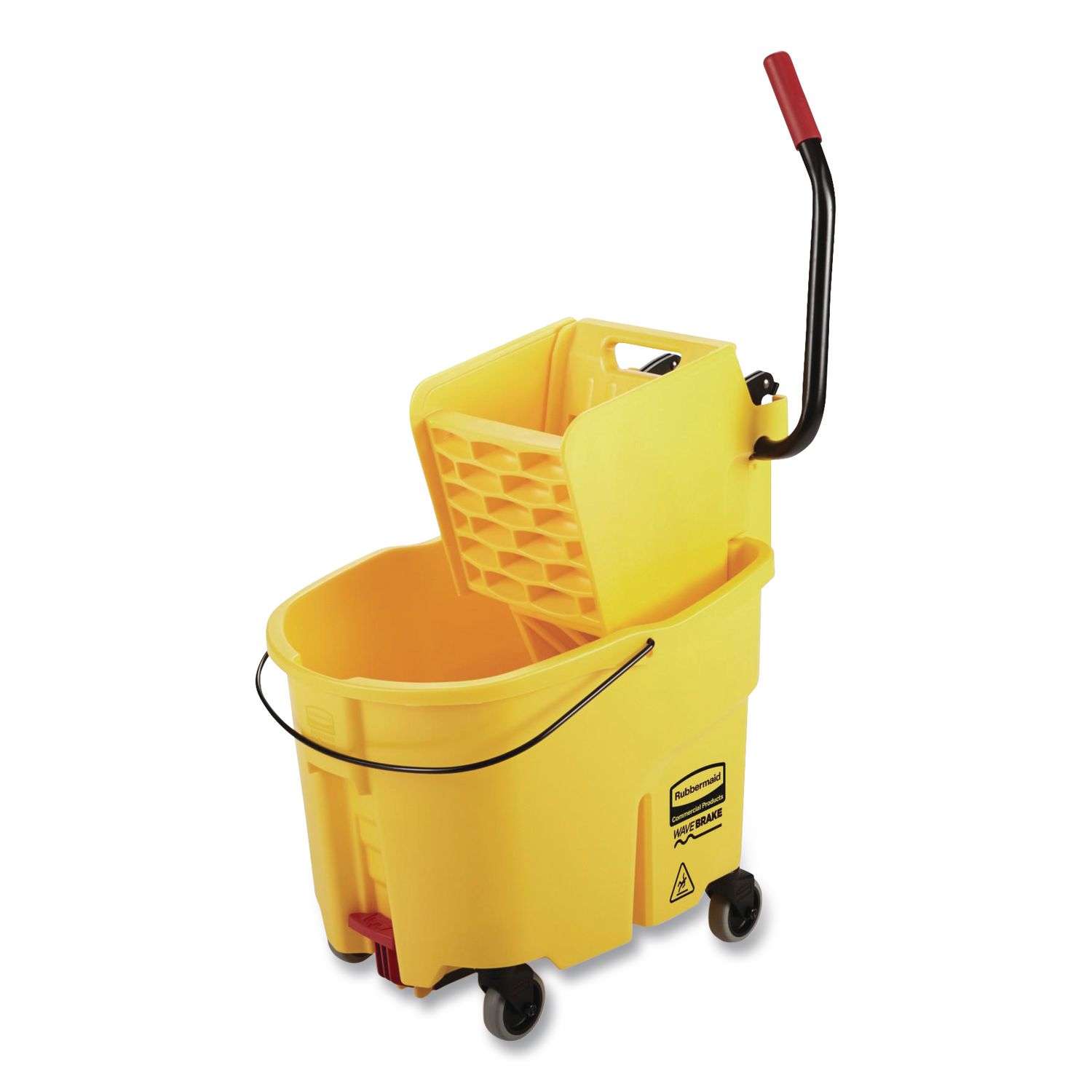 WaveBrake 2.0 Bucket/Wringer Combos, Side-Press with Drain, 35 qt, Yellow