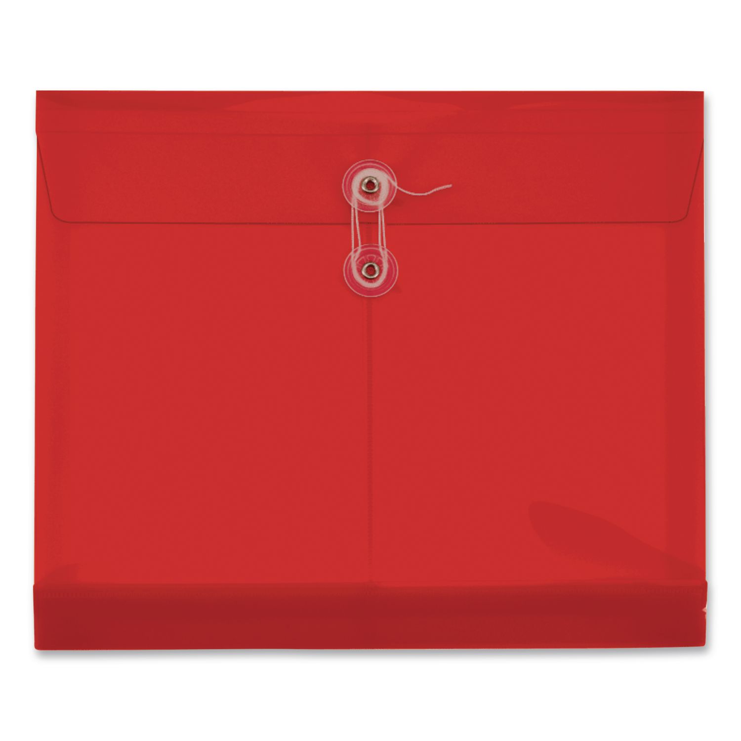Premium Plastic Document File, 1.25" Expansion, 1 Section, String and Button Closure, Letter Size, Red, 5/Pack