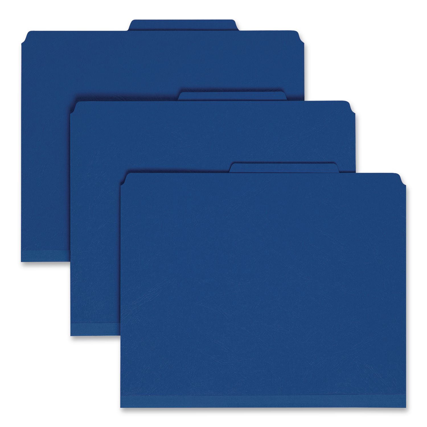 Colored Top Tab Classification Folders, Expands 2", 2 Dividers, 6 SafeSHIELD Fasteners, Letter Size, Dark Blue, 10/Box