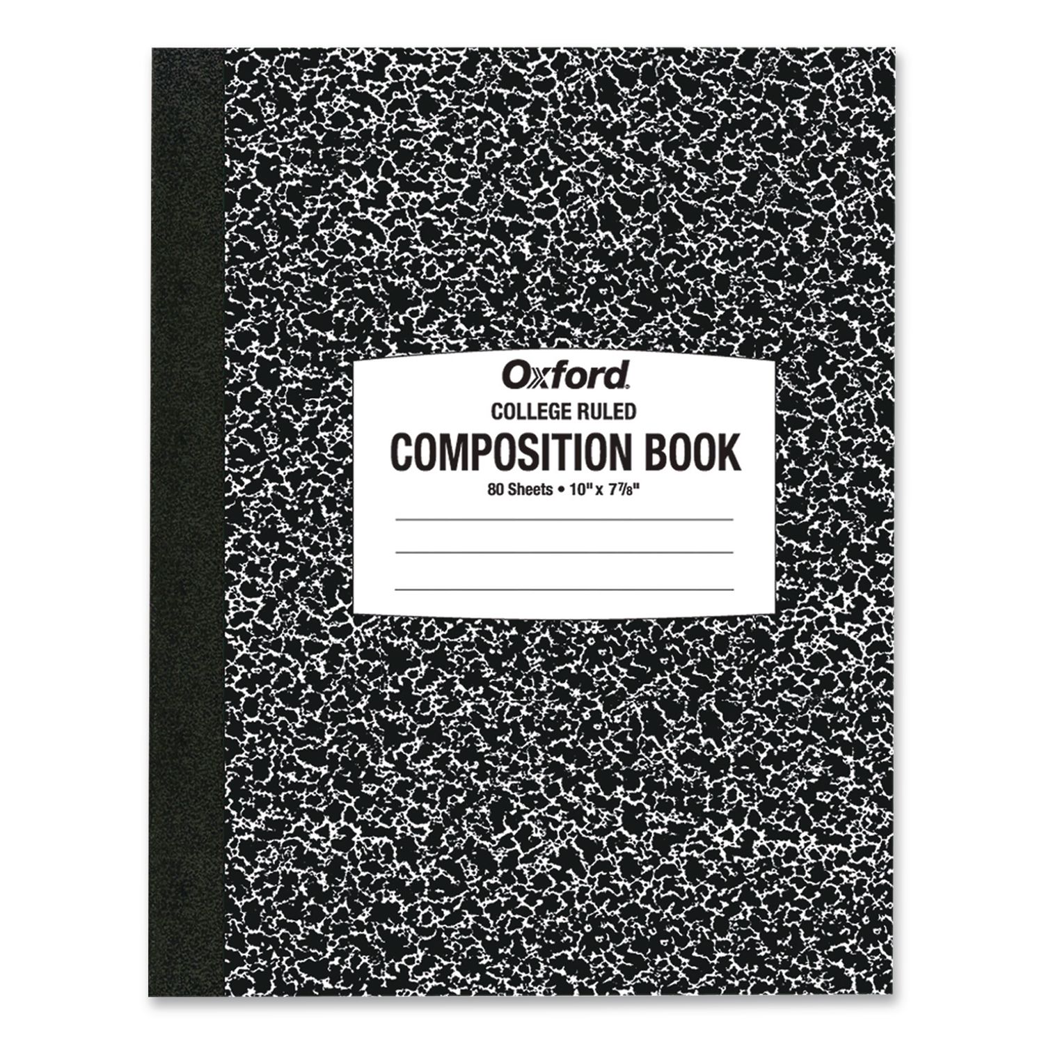 Composition Book, Medium/College Rule, Black Marble Cover, (80) 10 x 7.87 Sheets