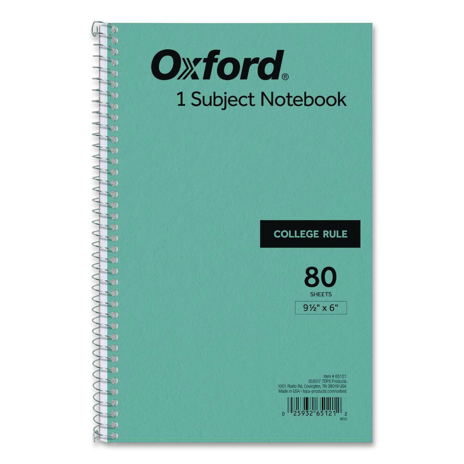 Oxford™ One-Subject Notebook, Medium/College Rule, Blue Cover, (80) 9.5 ...