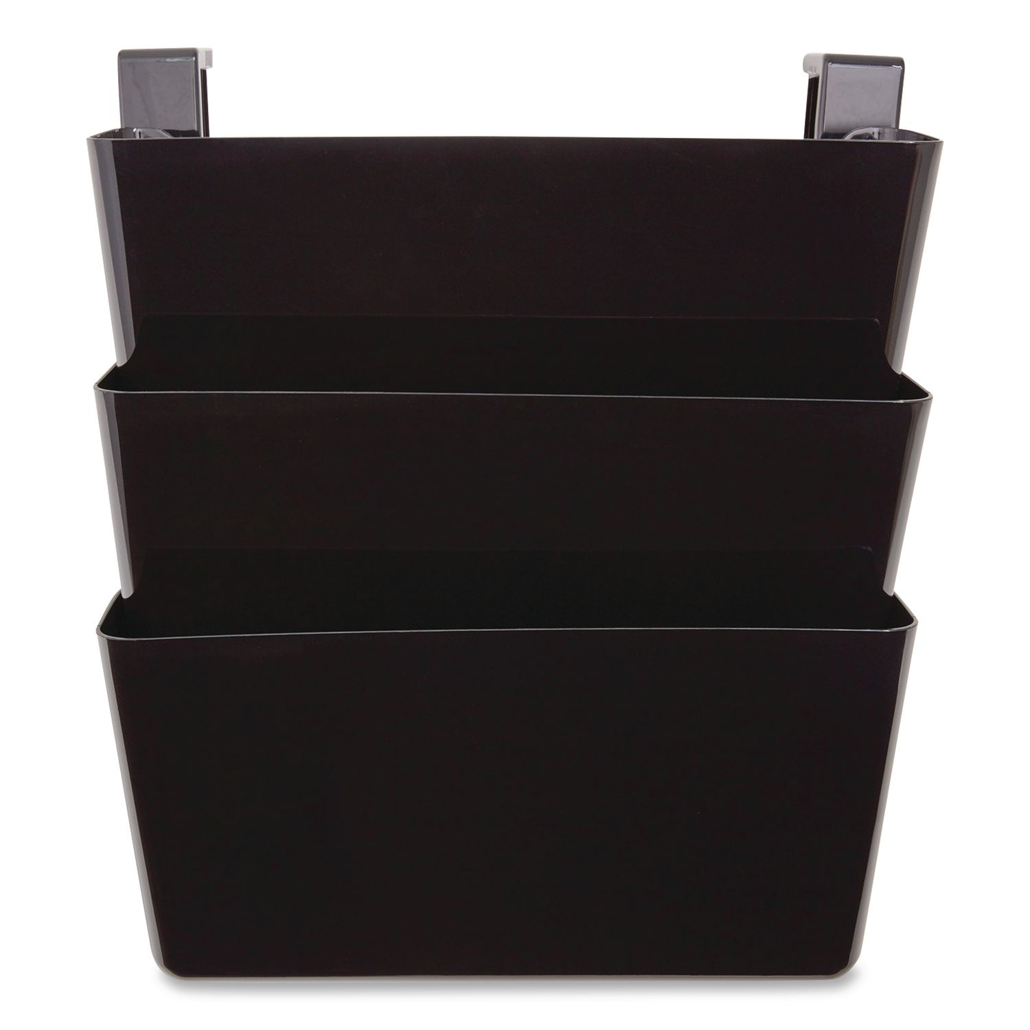 3-Pocket Plastic Letter Wall File, Black, 3/Pack