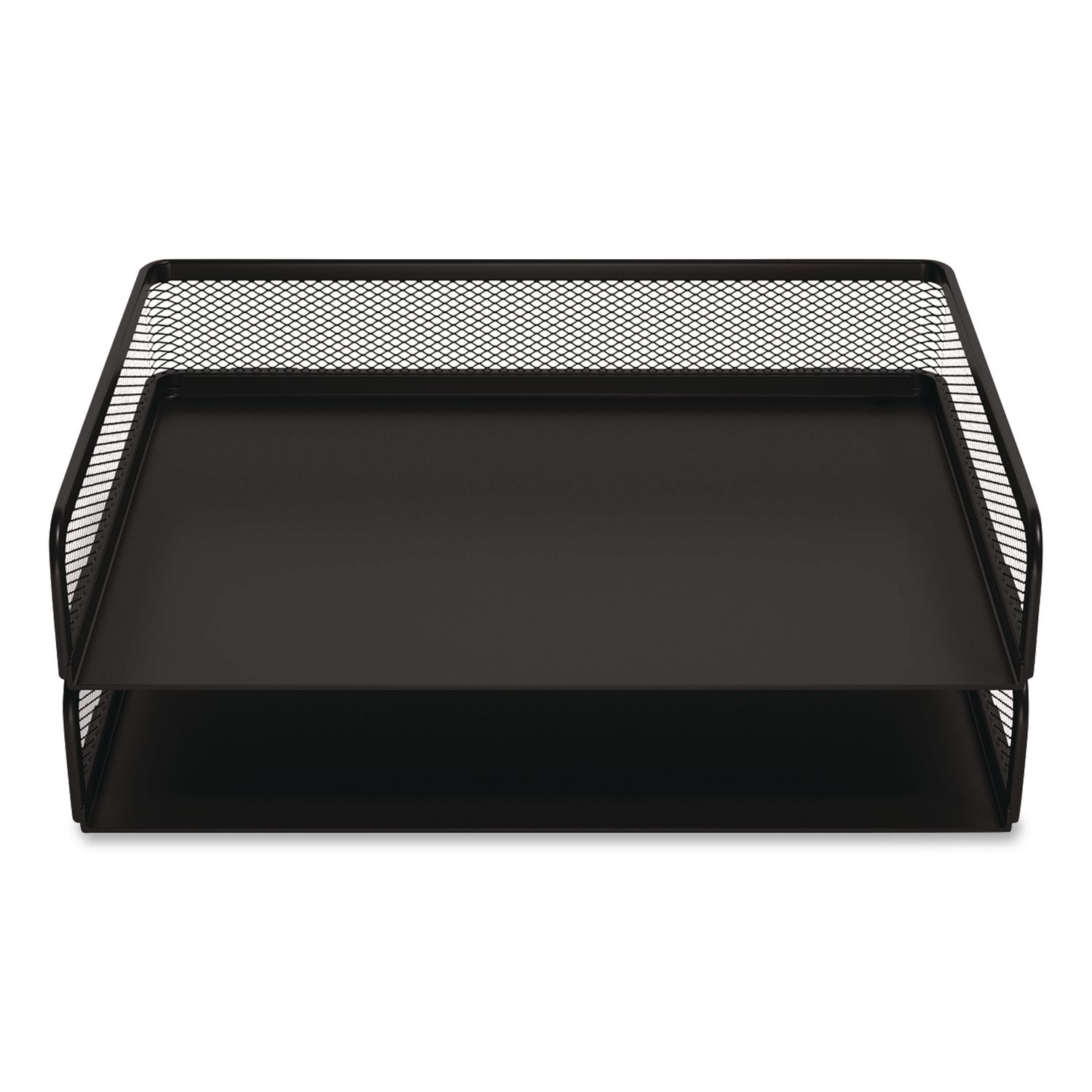 Wire Mesh Stackable Letter Tray, 1 Section, Letter Size, 13.39 x 10.43 x 2.95, Matte Black, 2/Pack