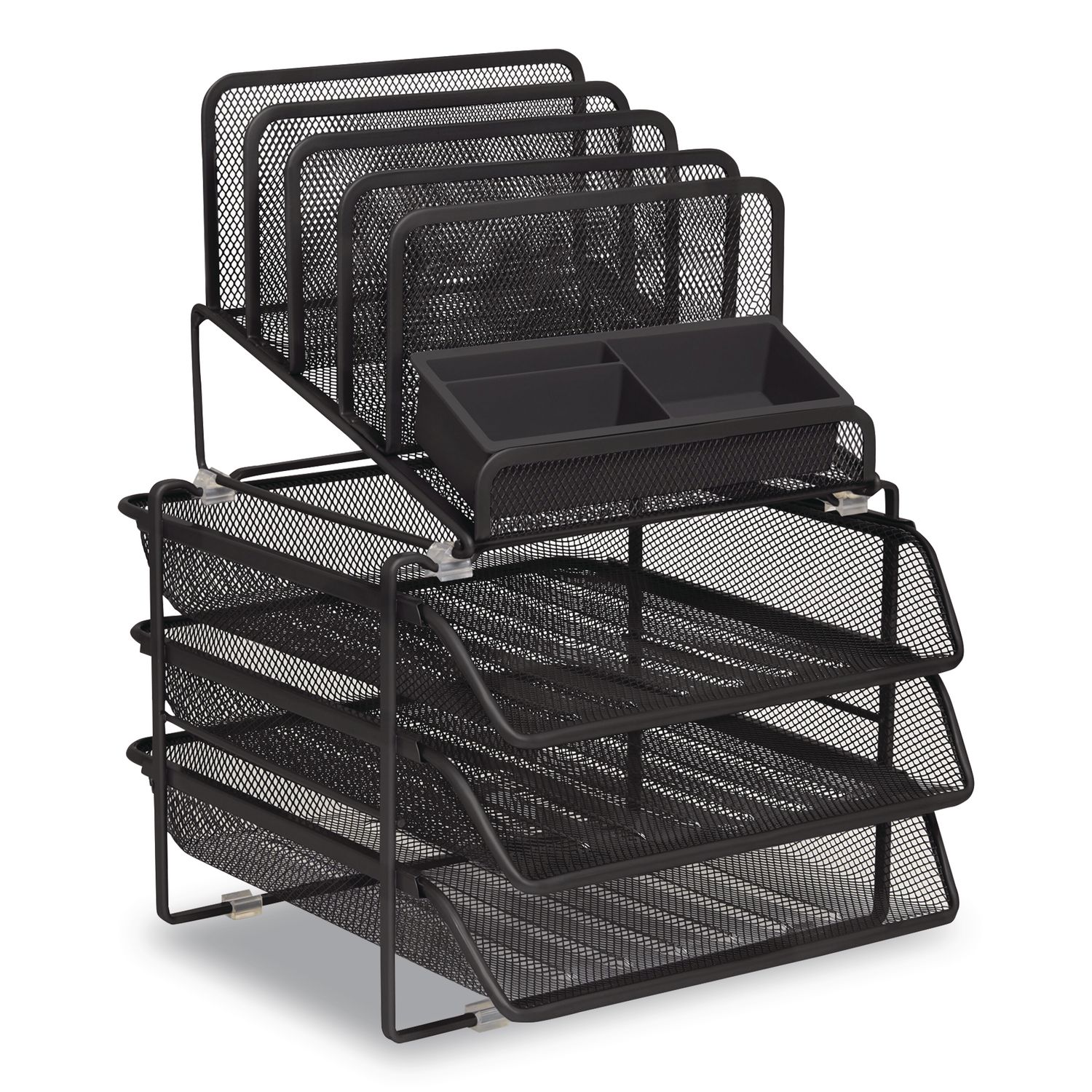 All-in-One Desktop Organizer, 10 Sections, 11.61 x 13.11 x 16, Black