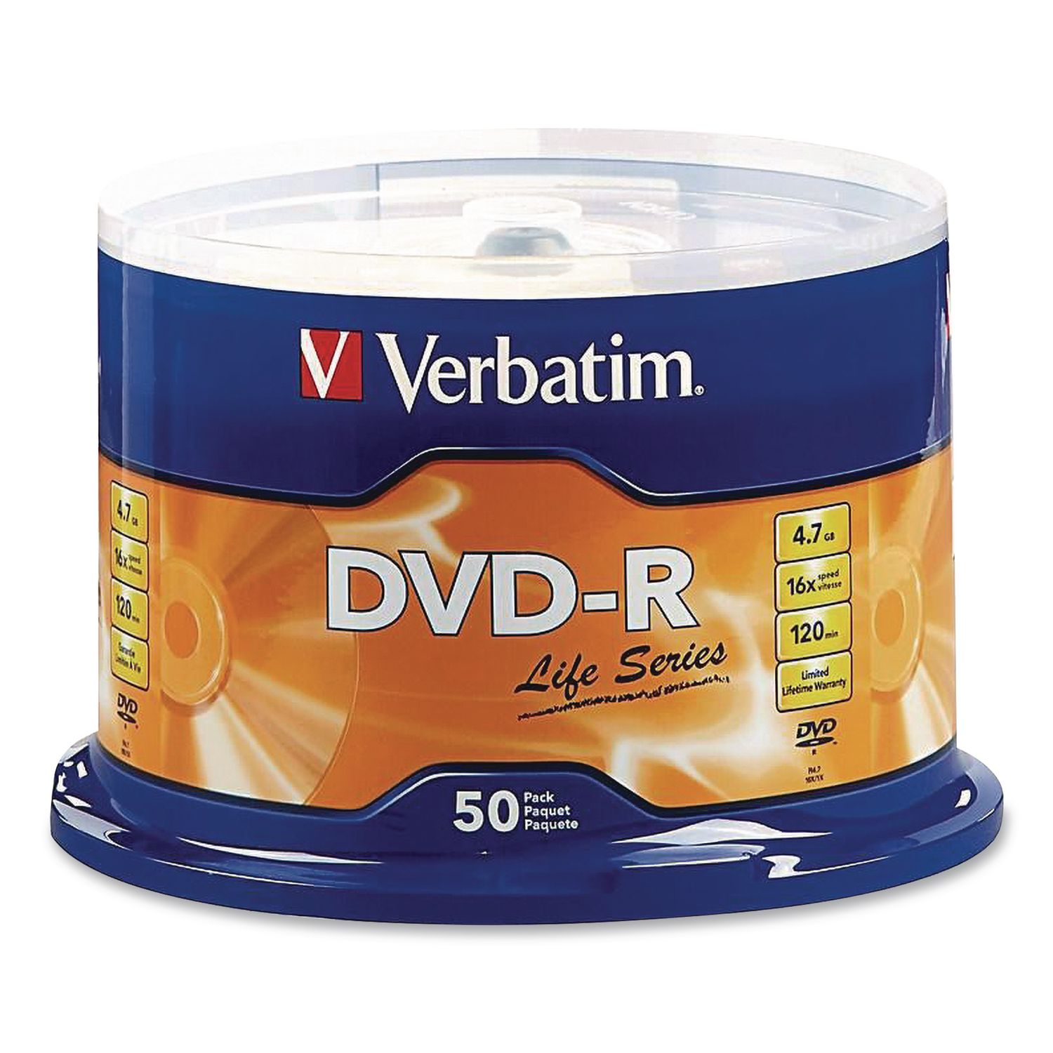 DVD-R LifeSeries Disc, 4.7 GB, 16x, Spindle, Silver, 50/Pack