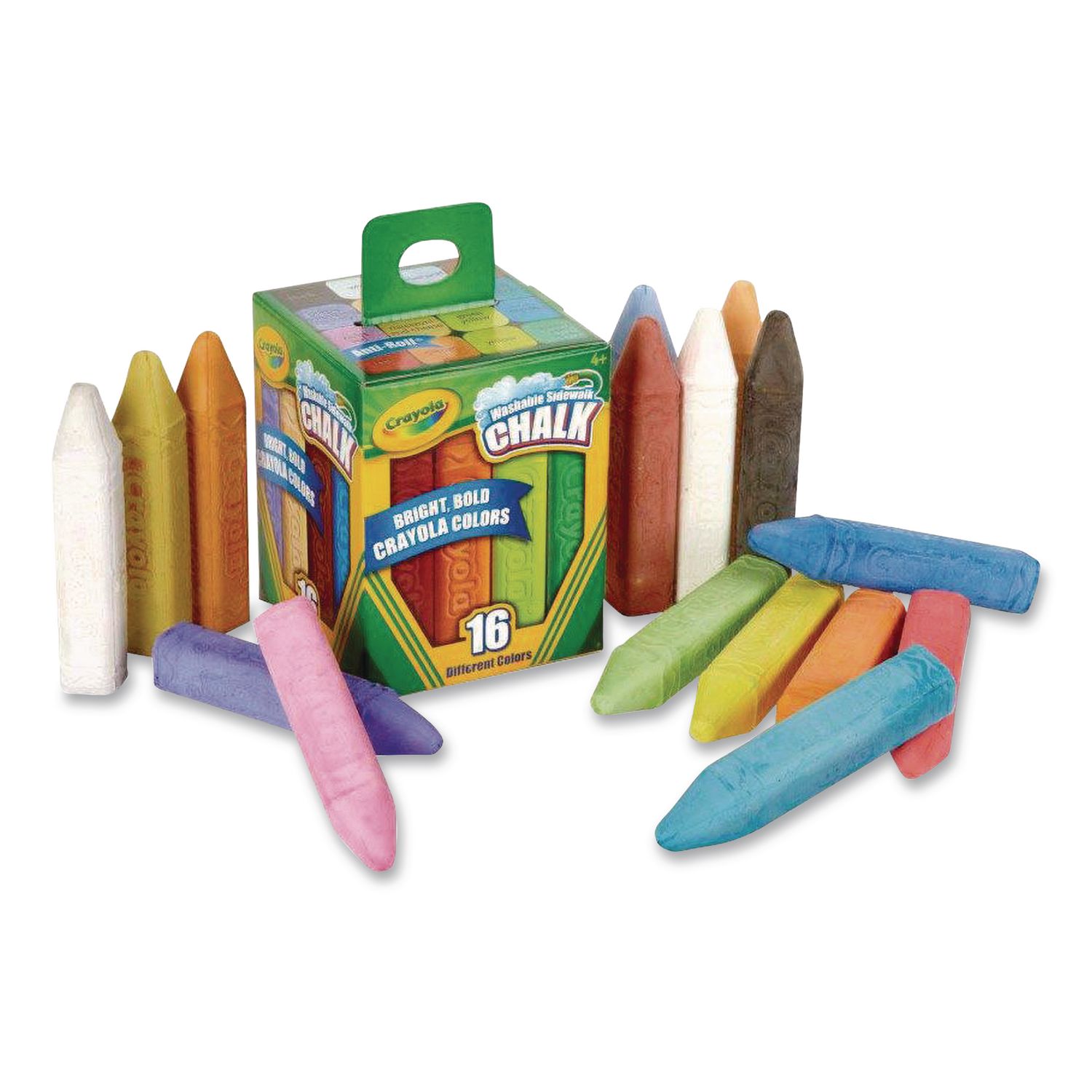 Washable Sidewalk Chalk, 4.25" x 0.75 Diameter, Assorted Colors, 16 Sticks/Box
