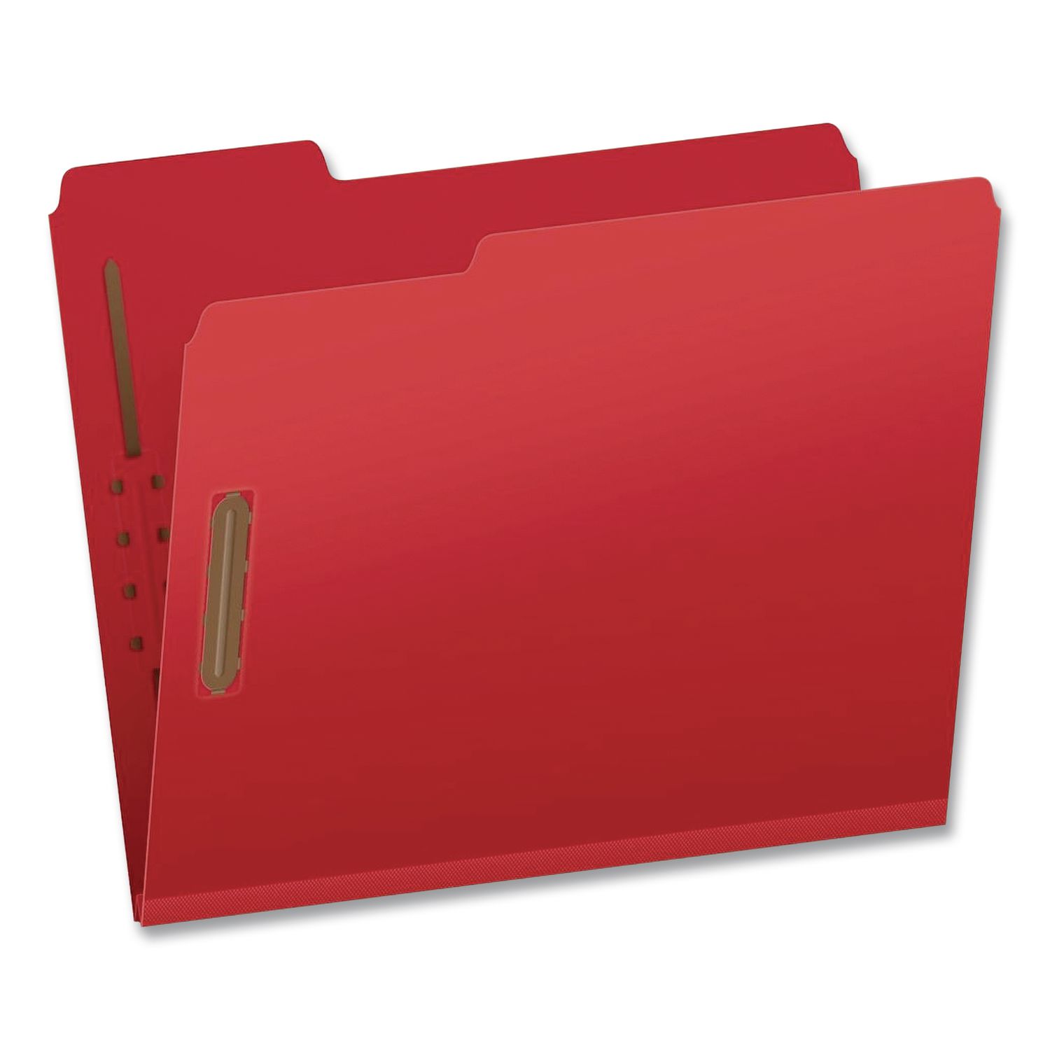 Colored Pressboard Top Tab Fastener Folders, 1/3-Cut Tab: Assorted, Expands 2", 2 Fasteners, Letter Size, Bright Red, 25/Box