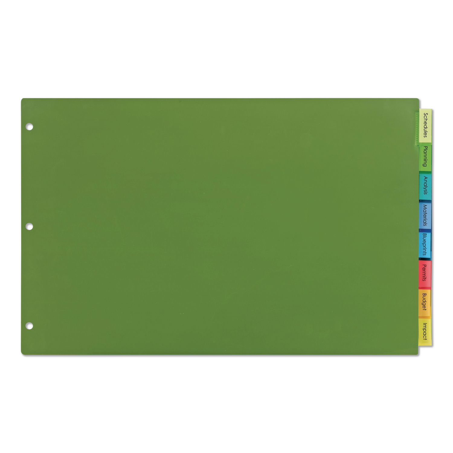 Insertable Big Tab Plastic Dividers, 8-Tab, 11 x 17, Assorted Colors, 1 Set