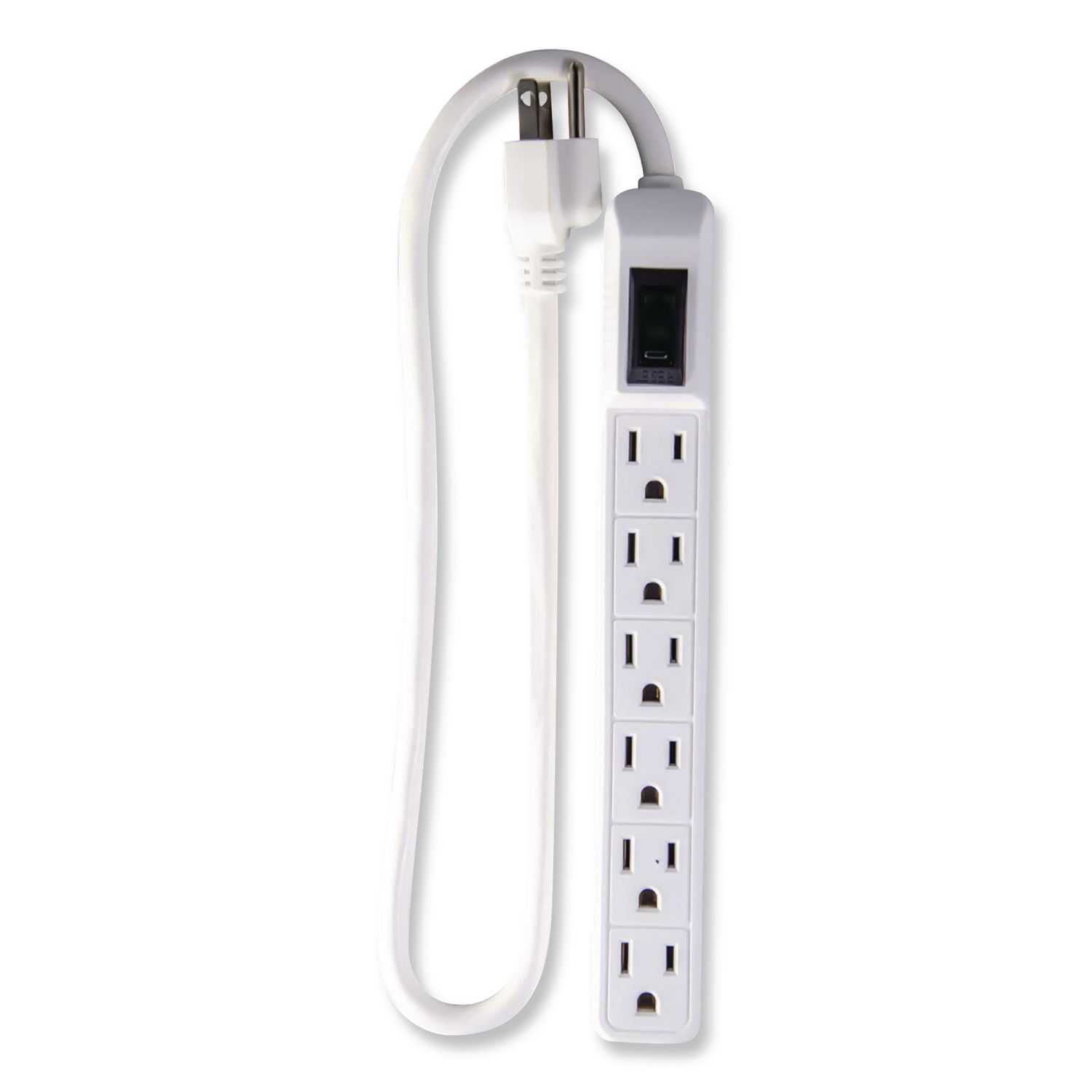 6 Outlet Mini Surge Protector, 2 ft Cord, 160 J, White