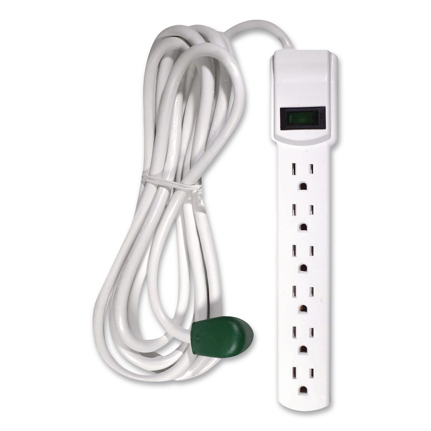 6 Outlet Surge Protector, 12 ft Cord, 250 J, White