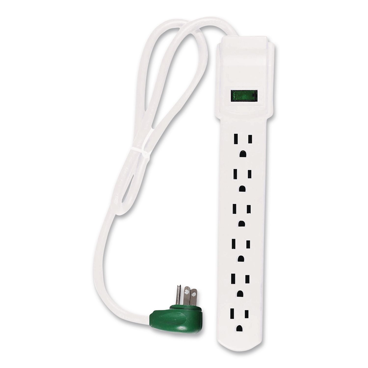6 Outlet Surge Protector, 2.5 ft Cord, 160 J, White