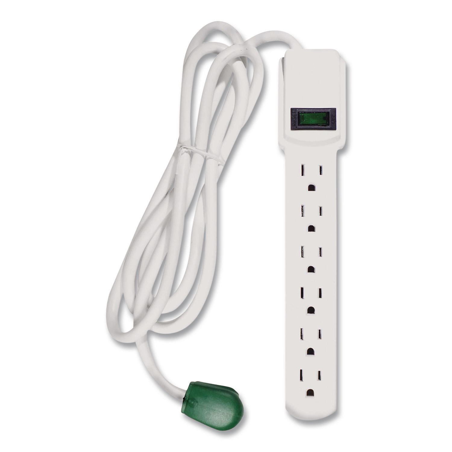 6 Outlet Surge Protector, 6 ft Cord, 250 J, White