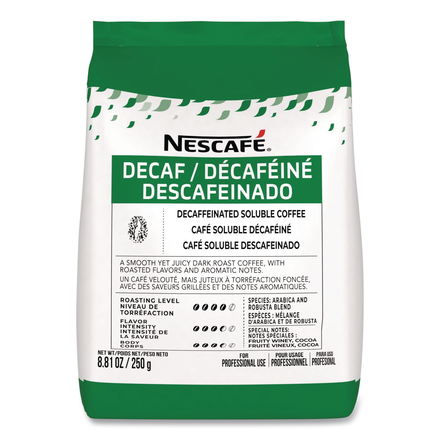 Bulk Decaf Ground Coffee, Arabica, 8.81 oz Bag, 4/Carton