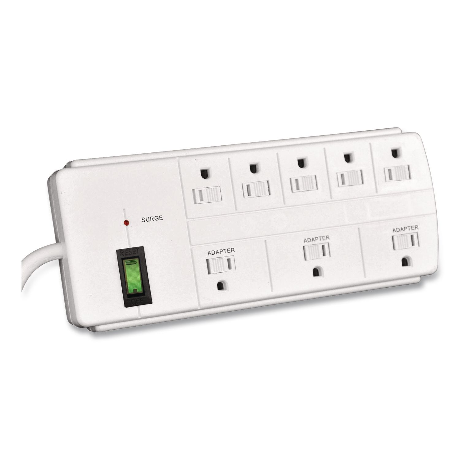 8 Outlet Surge Protector, 6 ft Cord, 750 J, White